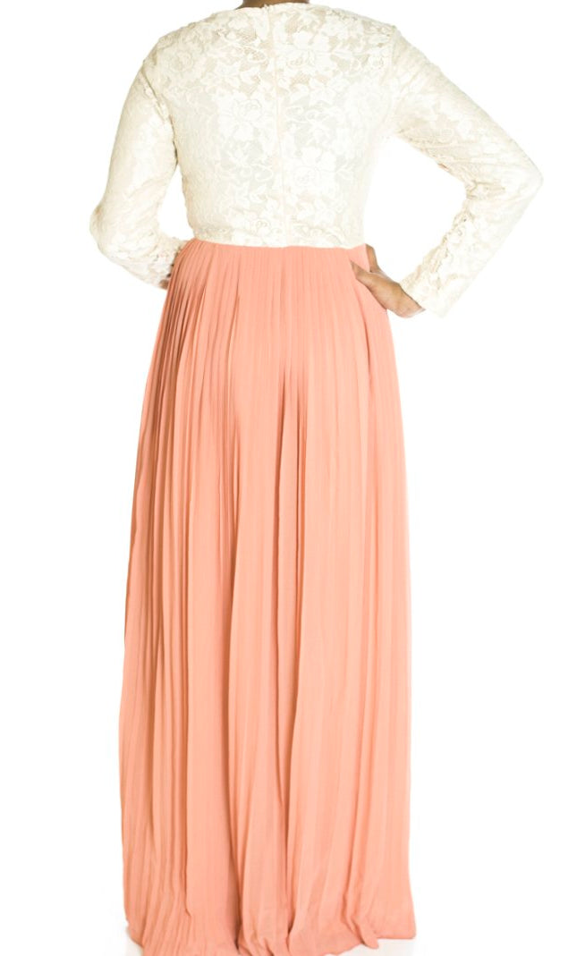 Salmon Vintage pleated dress Kabayare