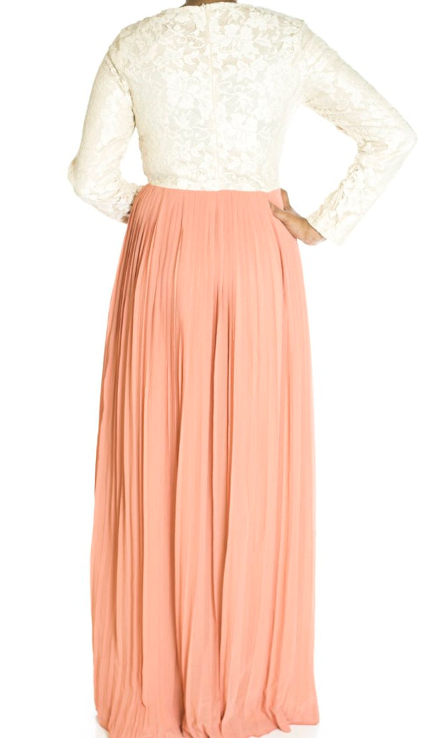 Salmon Vintage pleated dress Kabayare
