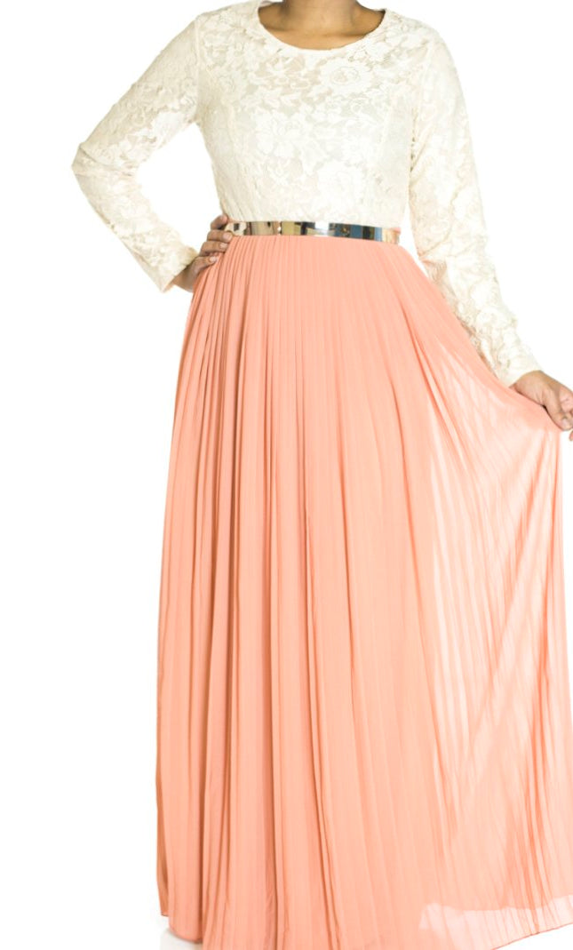 Salmon Vintage pleated dress Kabayare