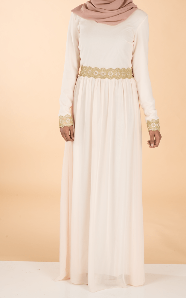 Seashell Embrosia Trim Dress Kabayare