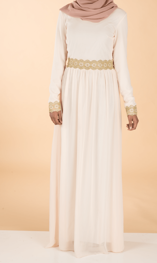 Seashell Embrosia Trim Dress Kabayare