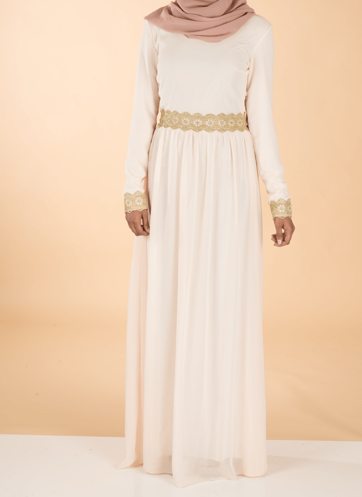 Seashell Embrosia Trim Dress Kabayare