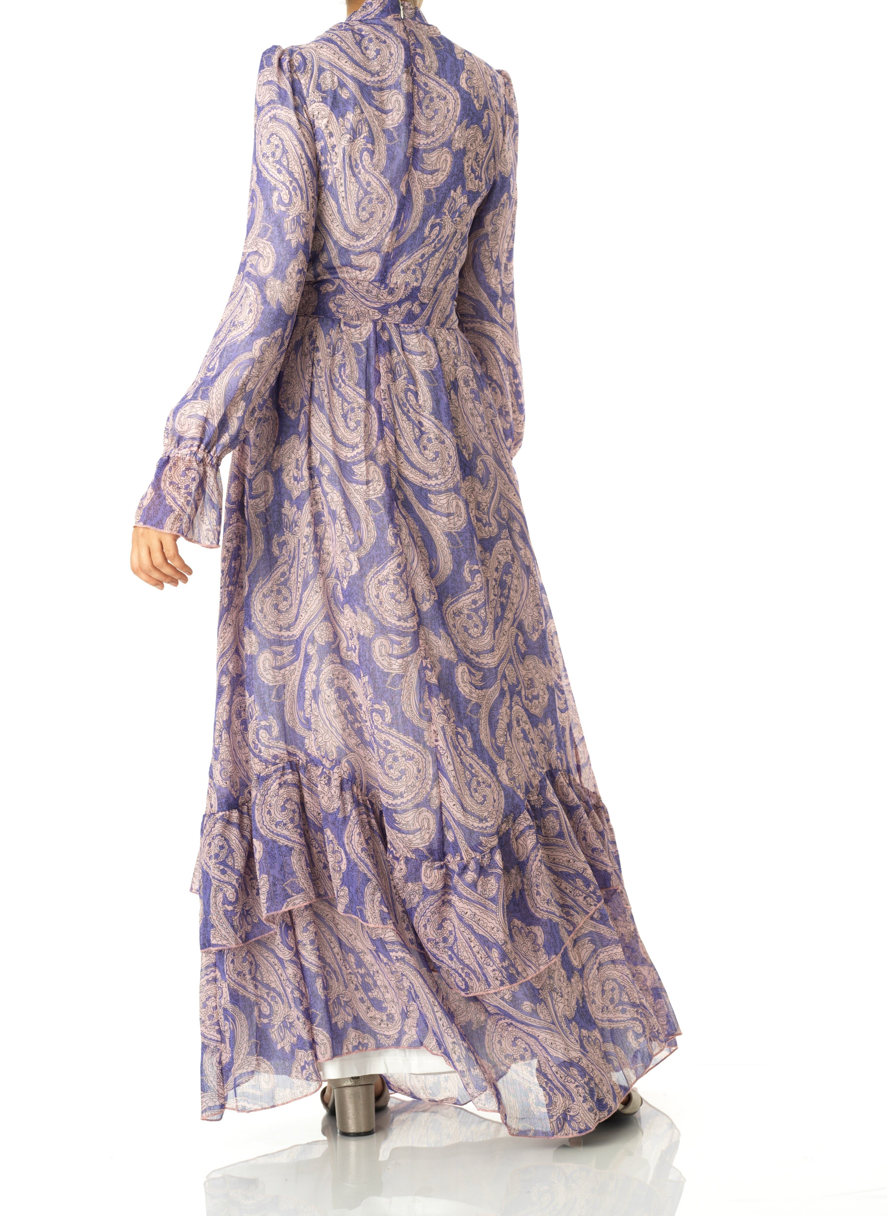 shades of lavender and paisley print modest maxi dress Kabayare