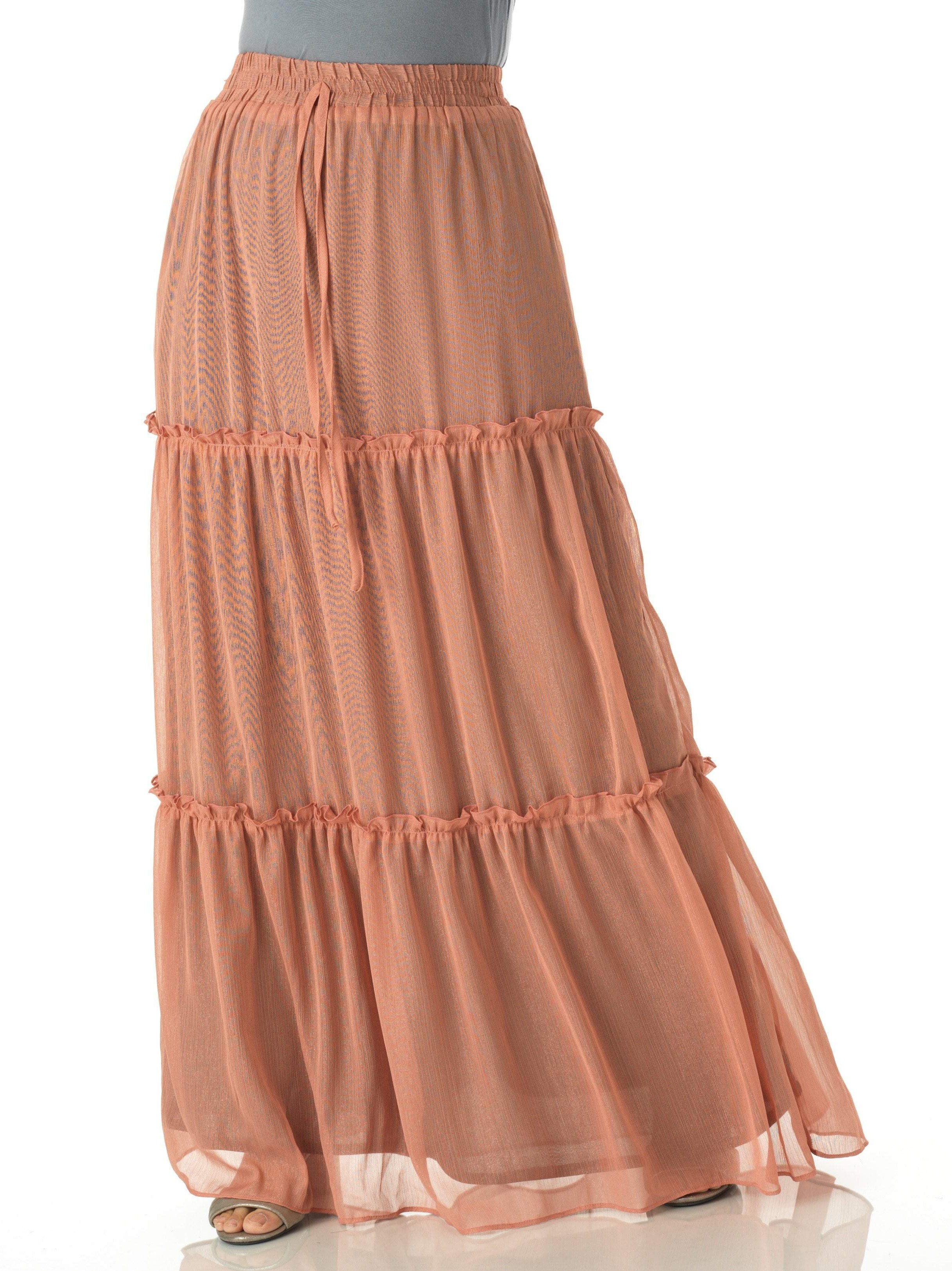 Shimmer chiffon tiered maxi skirt Kabayare
