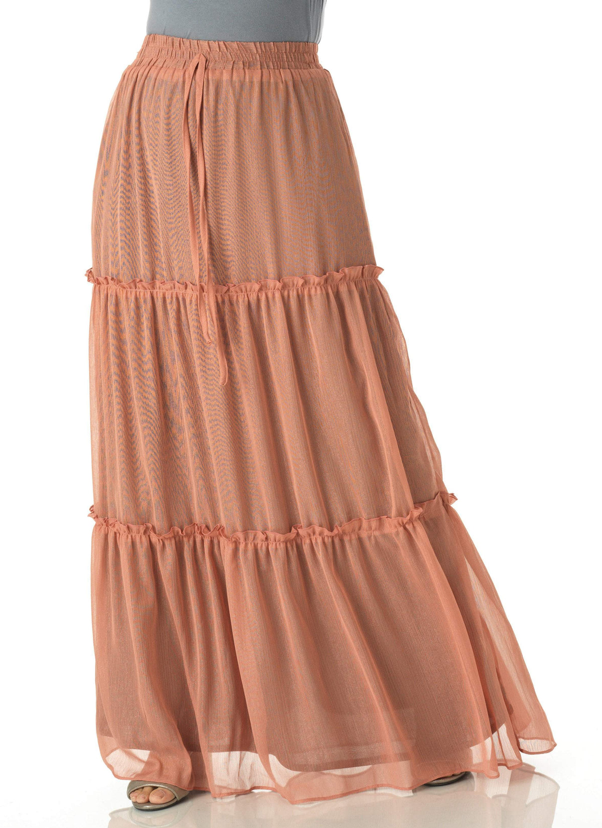 Shimmer chiffon tiered maxi skirt Kabayare