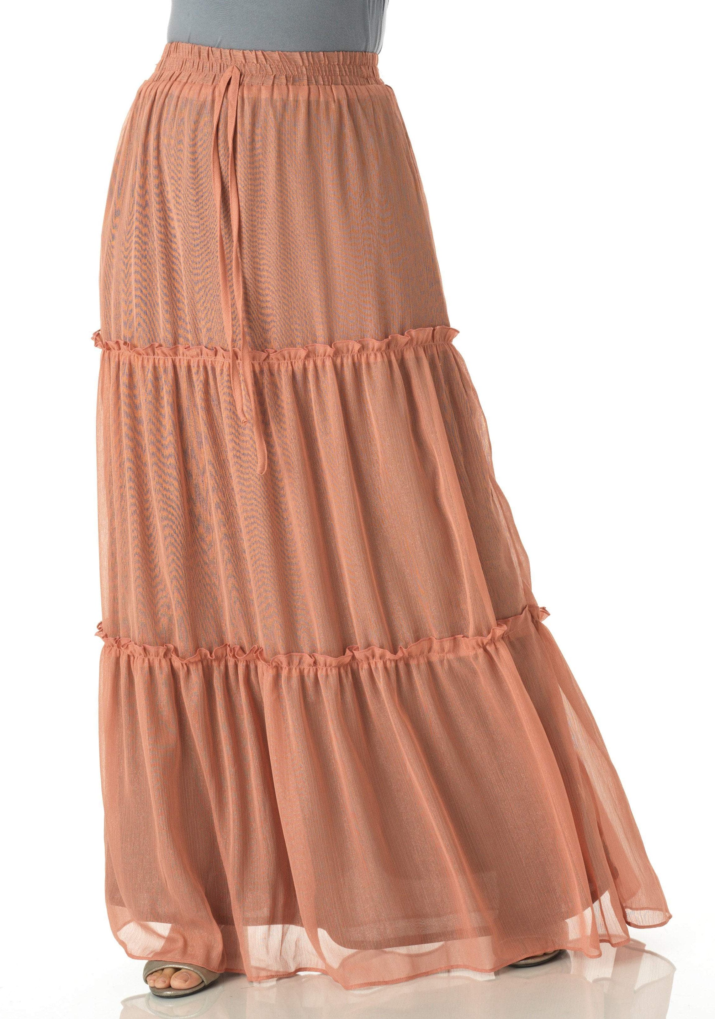 Shimmer chiffon tiered maxi skirt Kabayare