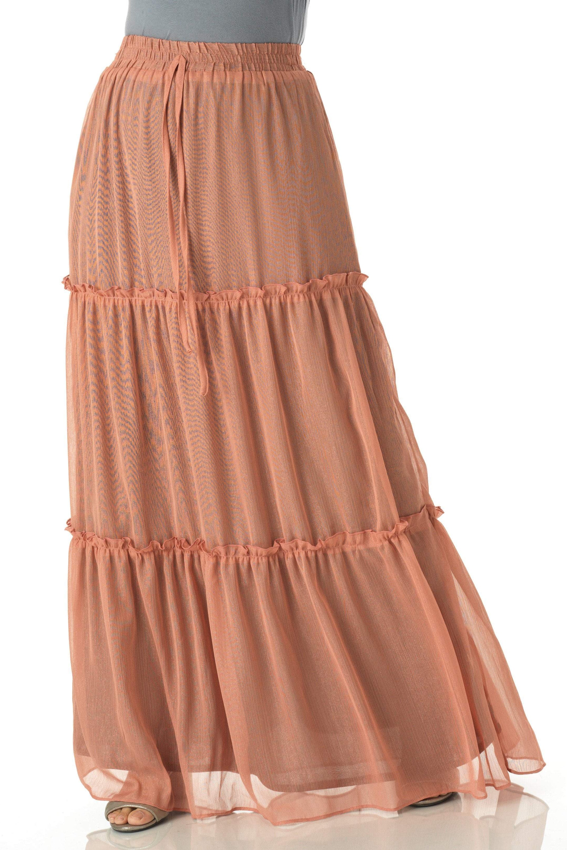 Shimmer chiffon tiered maxi skirt Kabayare