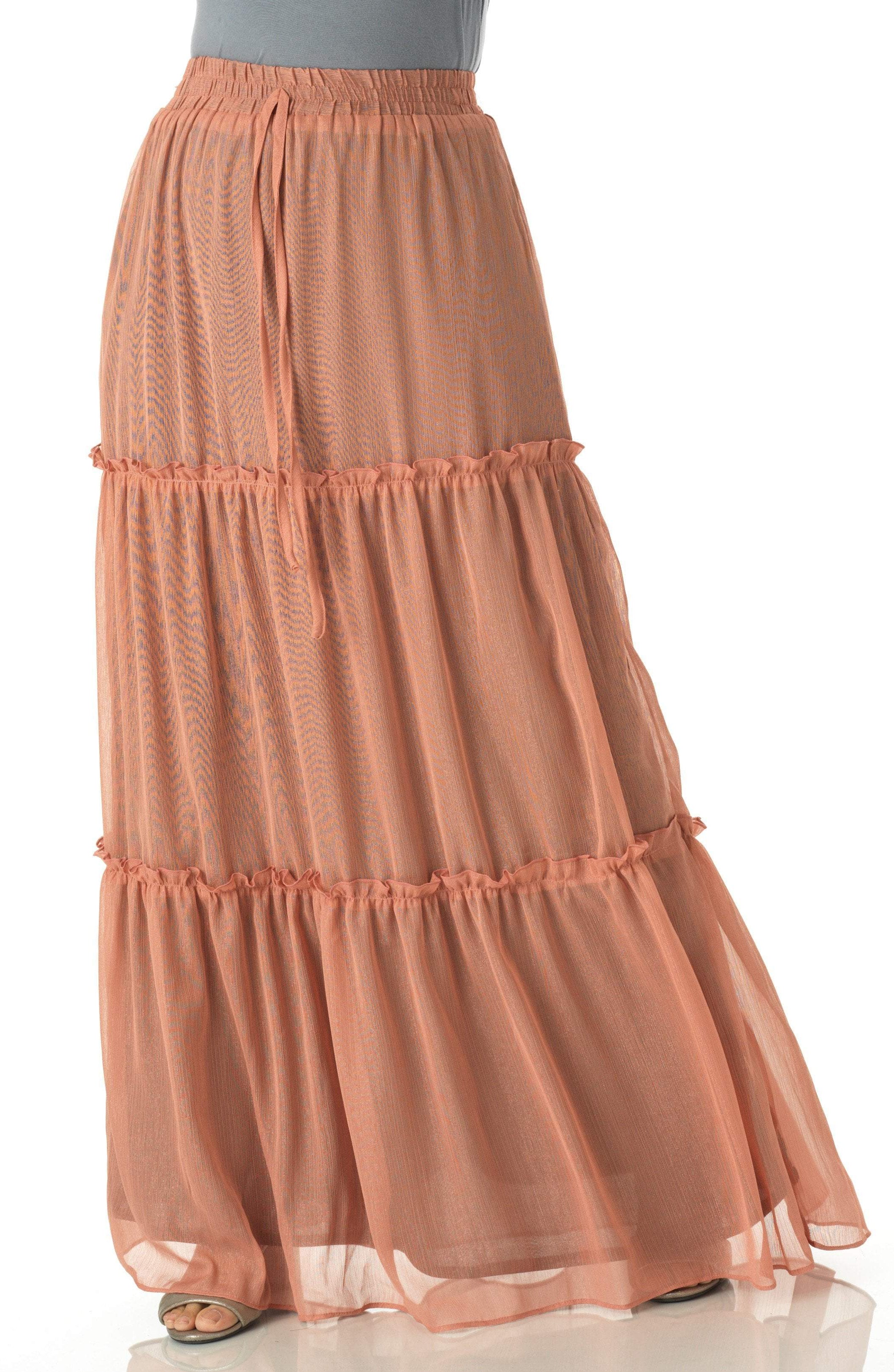 Shimmer chiffon tiered maxi skirt Kabayare