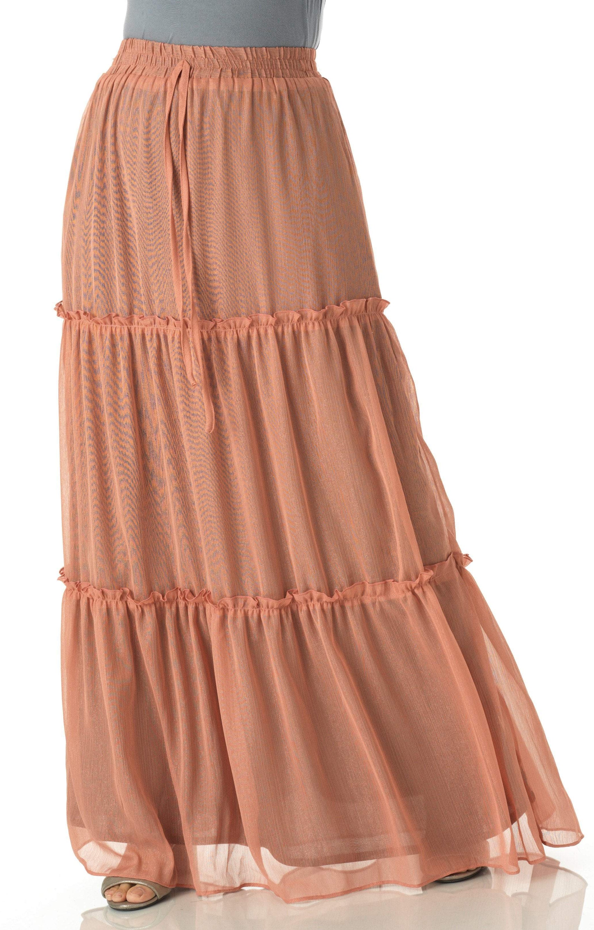 Shimmer chiffon tiered maxi skirt Kabayare