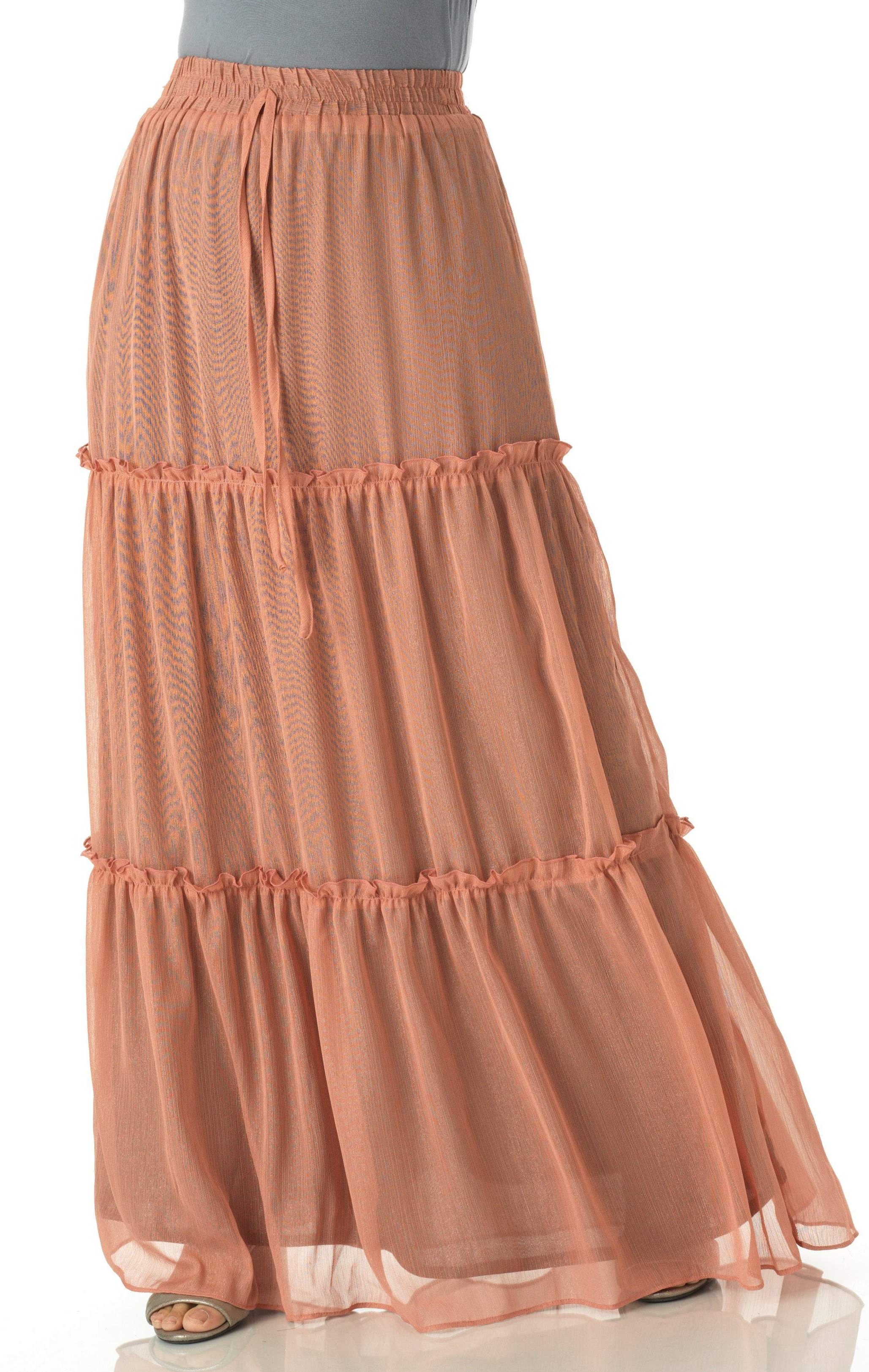 Shimmer chiffon tiered maxi skirt Kabayare