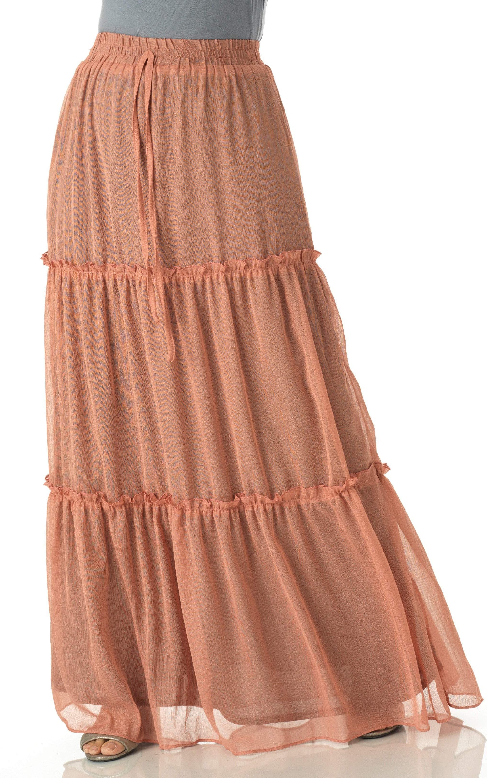 Shimmer chiffon tiered maxi skirt Kabayare