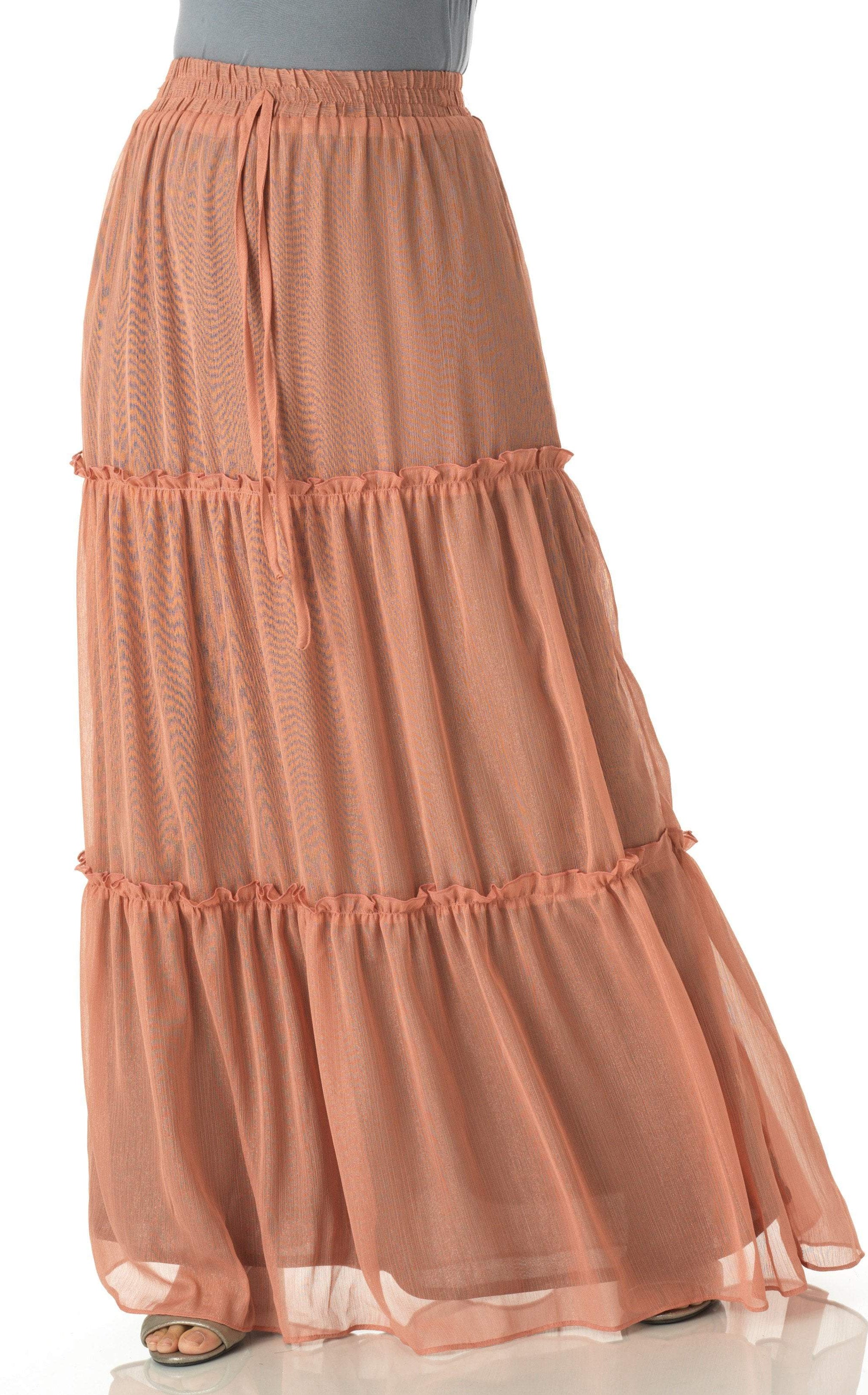Shimmer chiffon tiered maxi skirt Kabayare