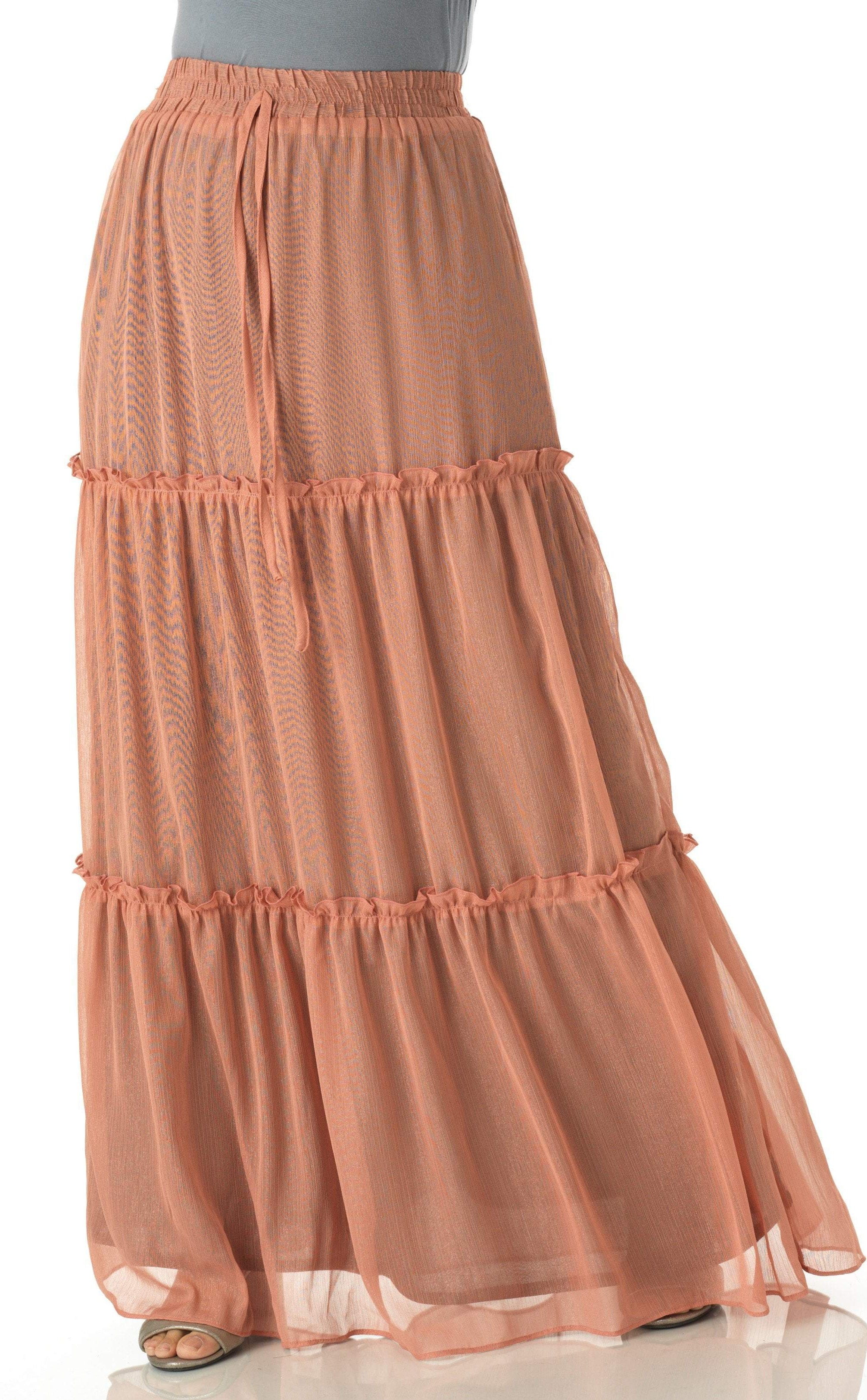 Shimmer chiffon tiered maxi skirt Kabayare