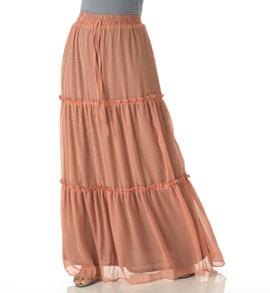 Shimmer chiffon tiered maxi skirt Kabayare
