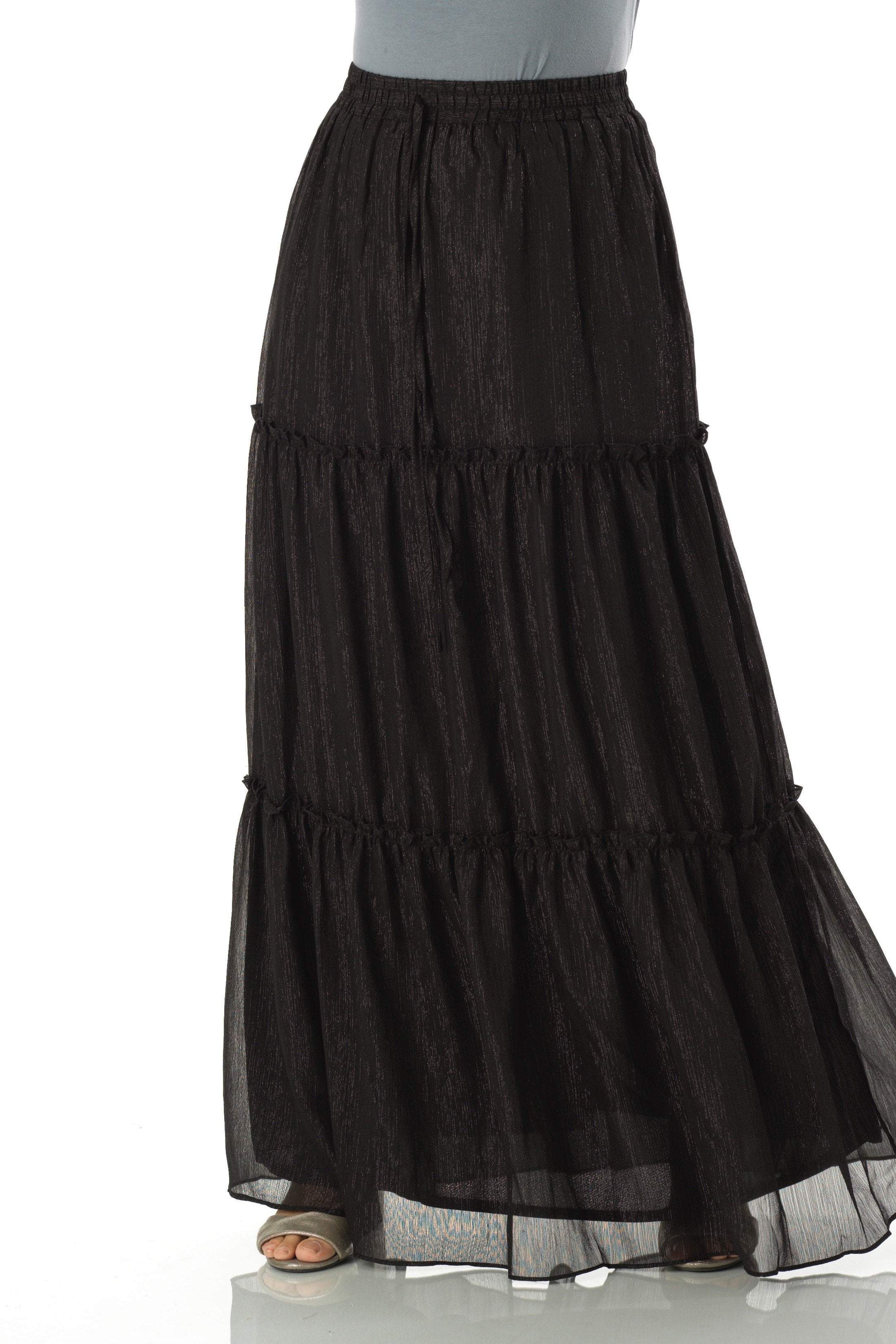 Shimmer chiffon tiered maxi skirt Kabayare