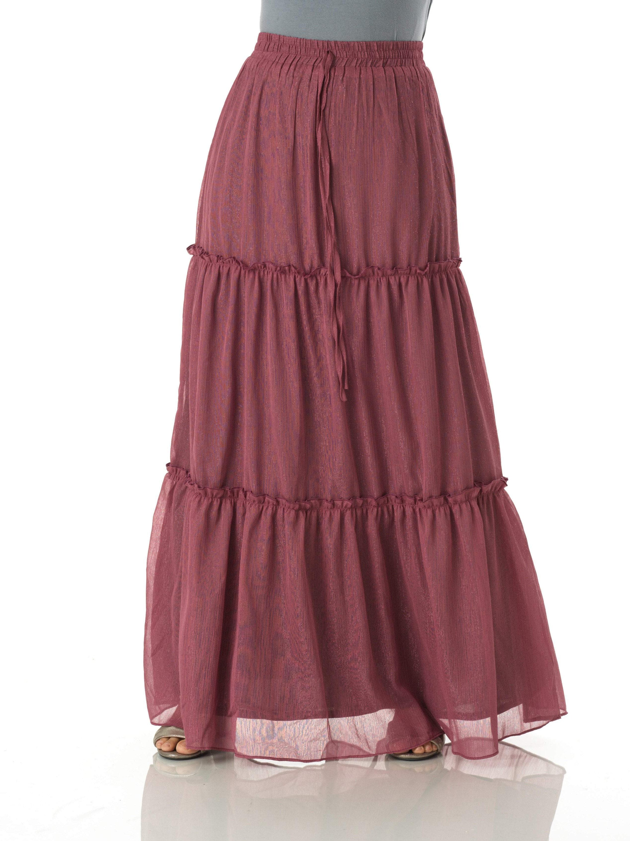 Shimmer chiffon tiered maxi skirt Kabayare