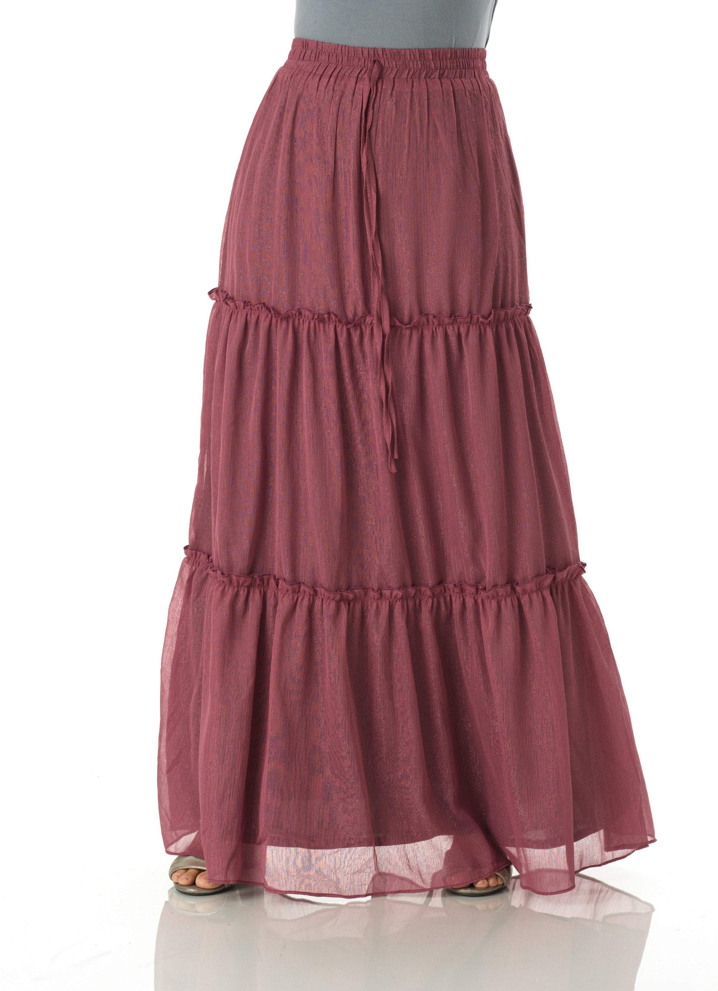 Shimmer chiffon tiered maxi skirt Kabayare