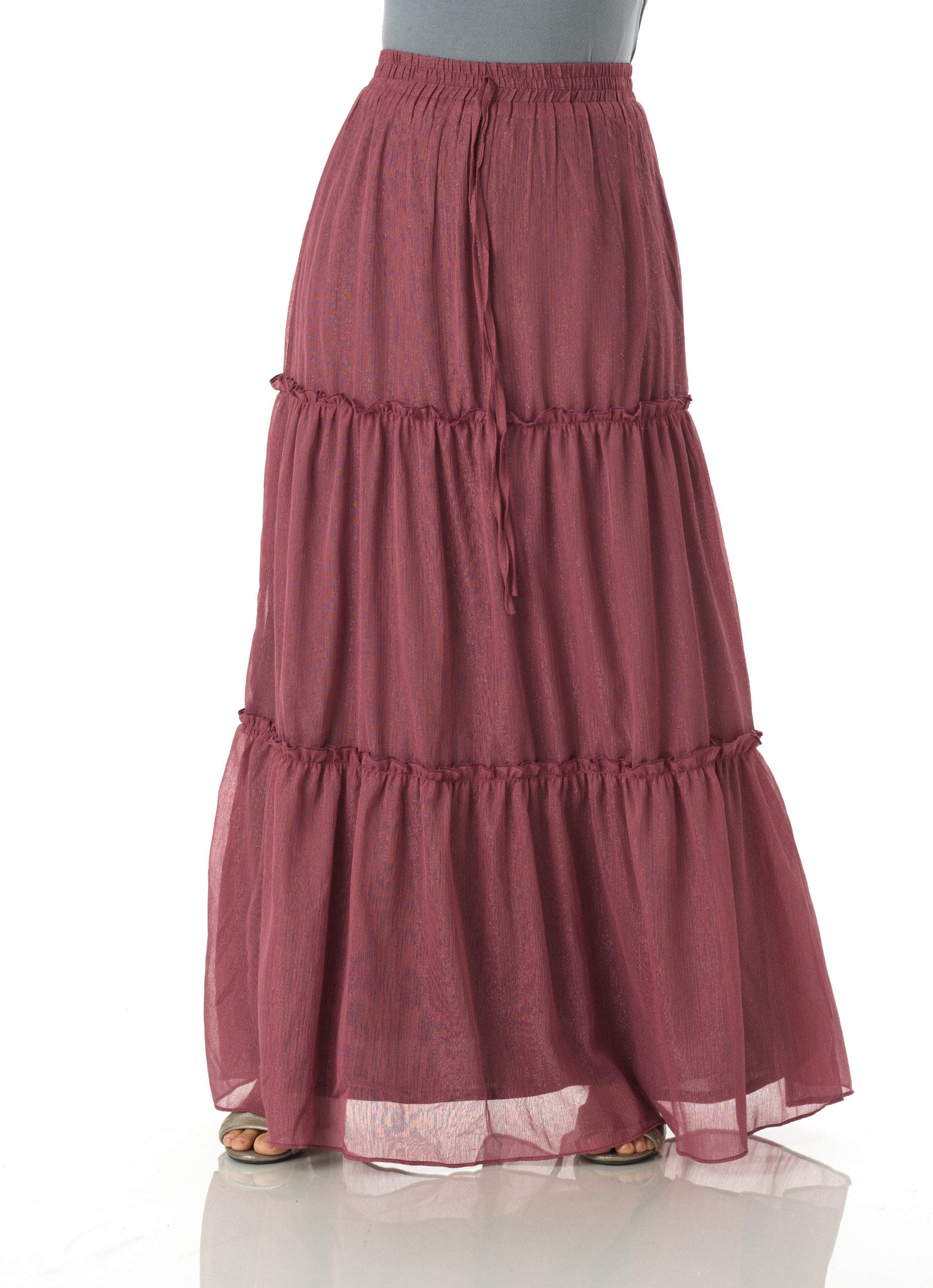 Shimmer chiffon tiered maxi skirt Kabayare