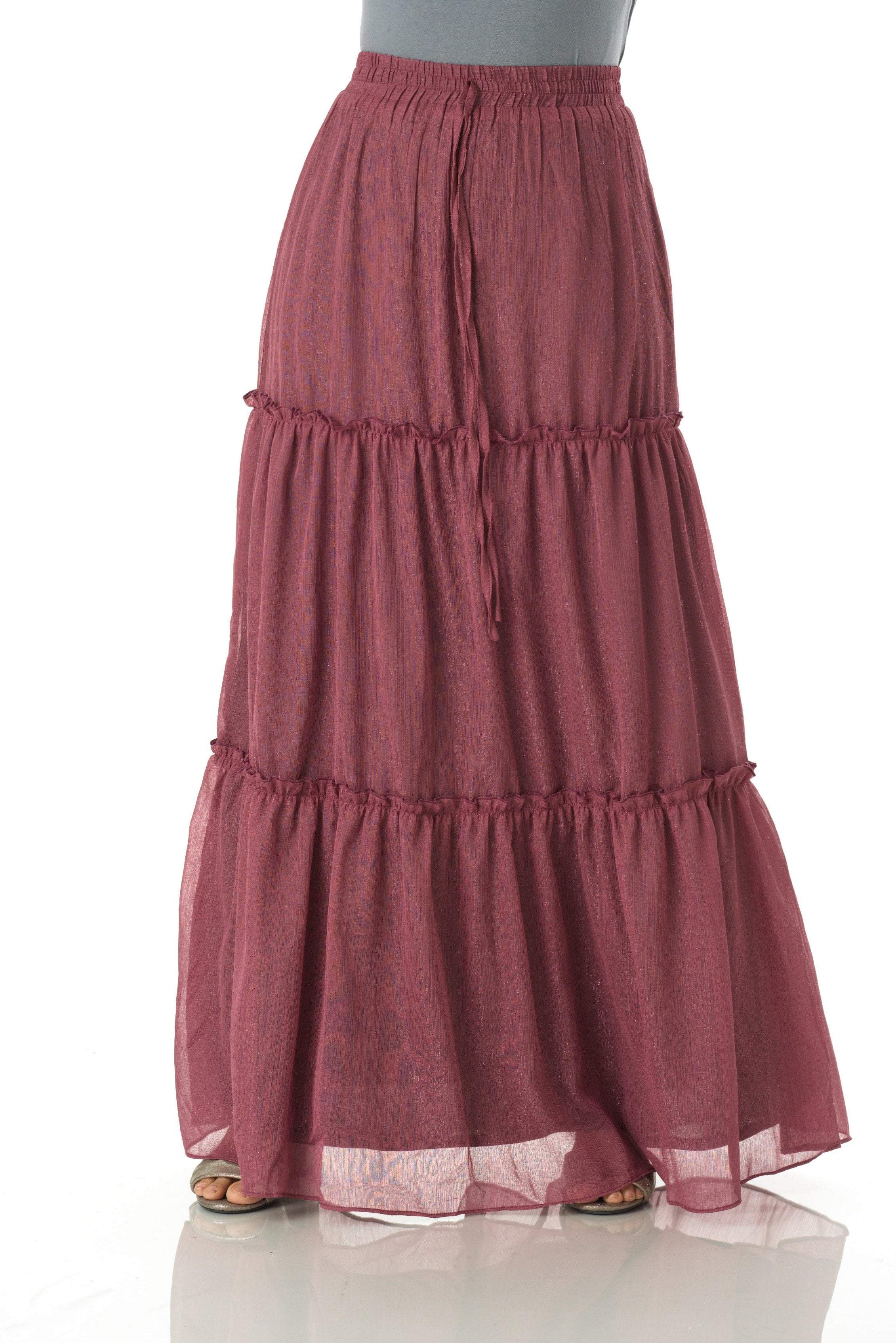 Shimmer chiffon tiered maxi skirt Kabayare