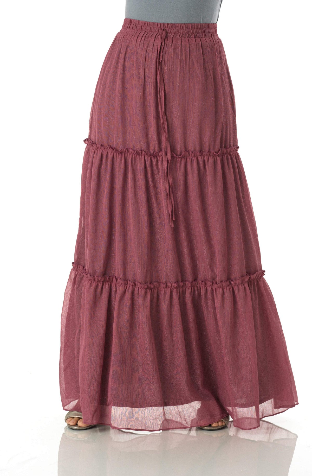 Shimmer chiffon tiered maxi skirt Kabayare