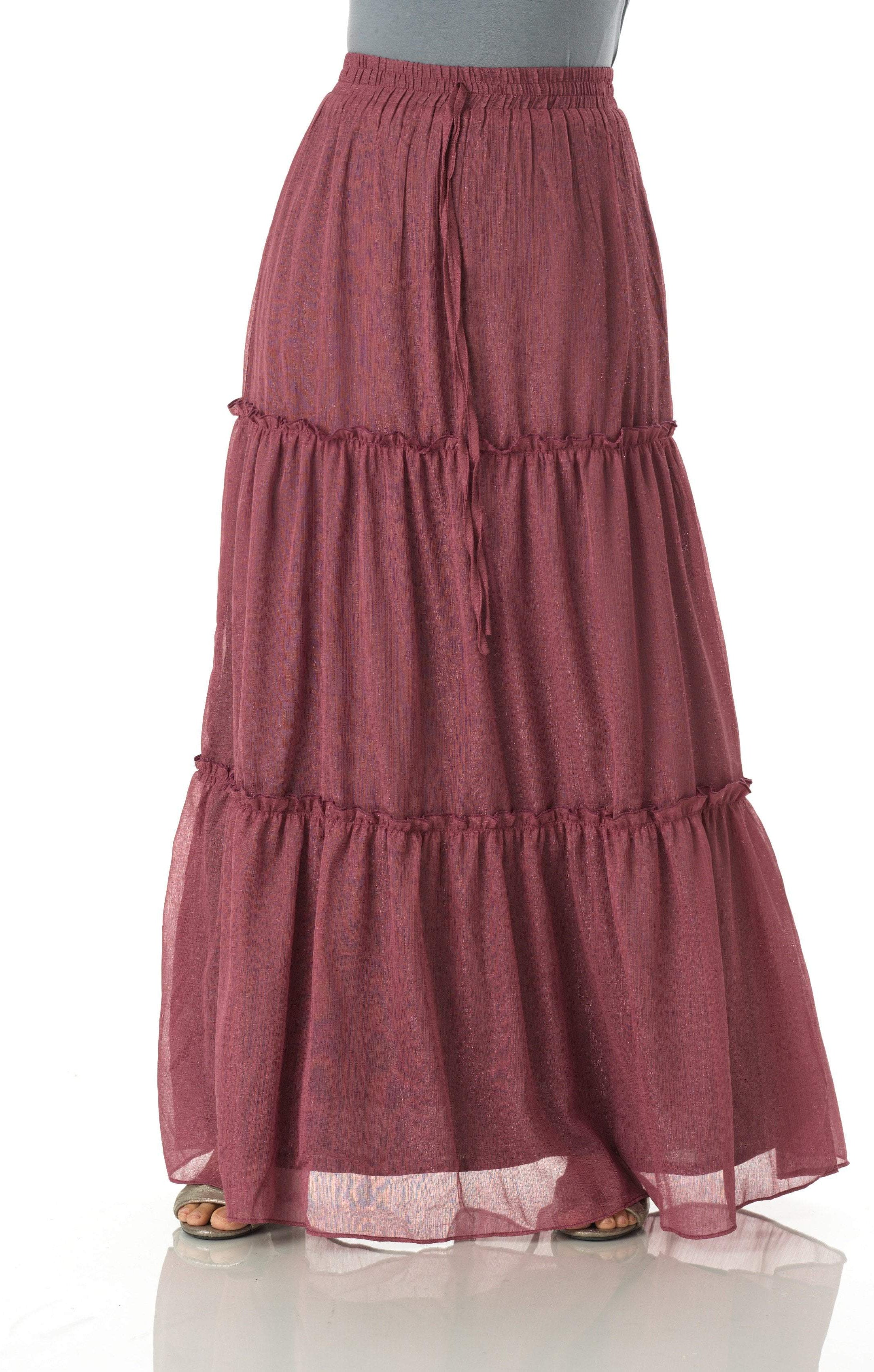 Shimmer chiffon tiered maxi skirt Kabayare