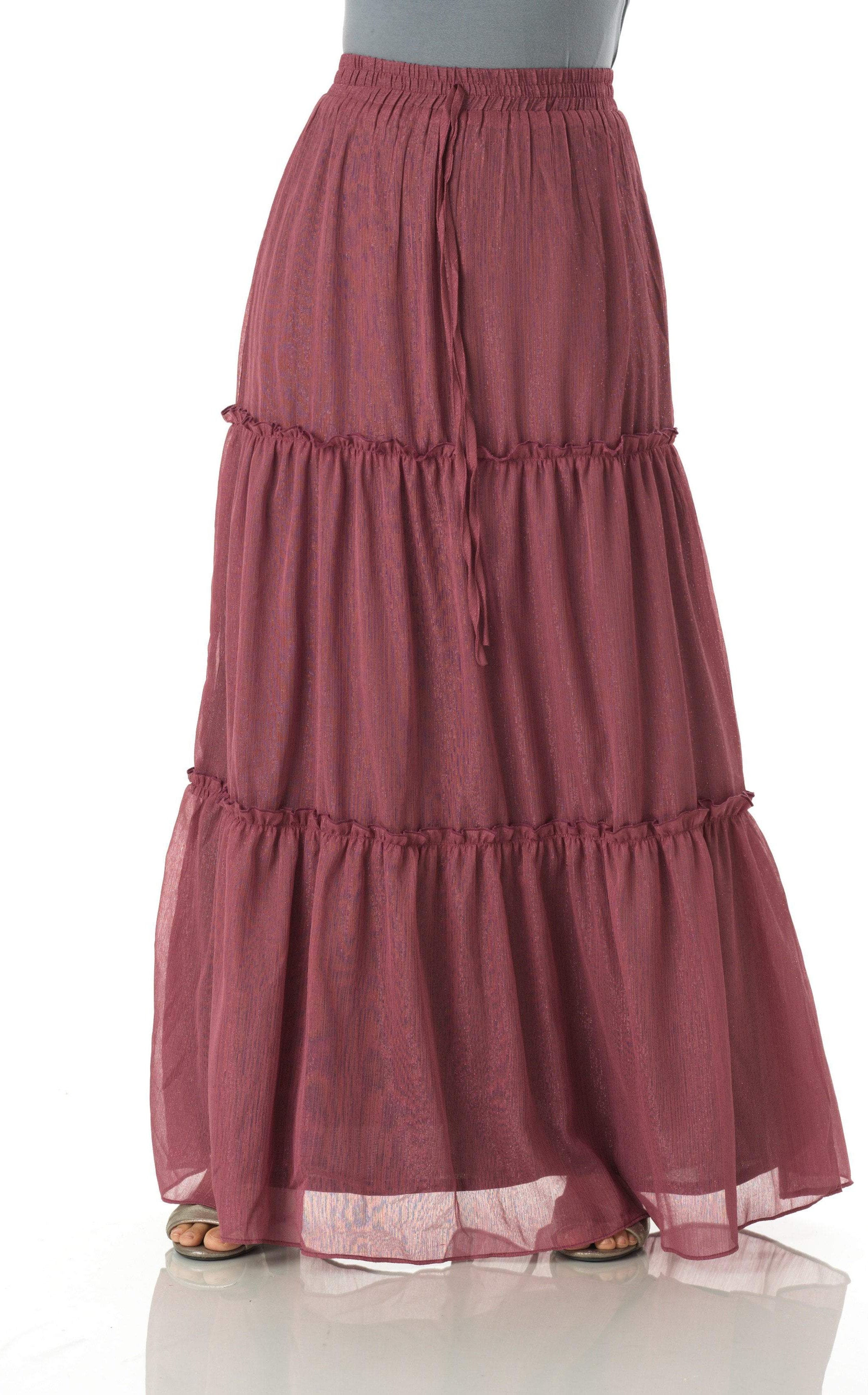 Shimmer chiffon tiered maxi skirt Kabayare
