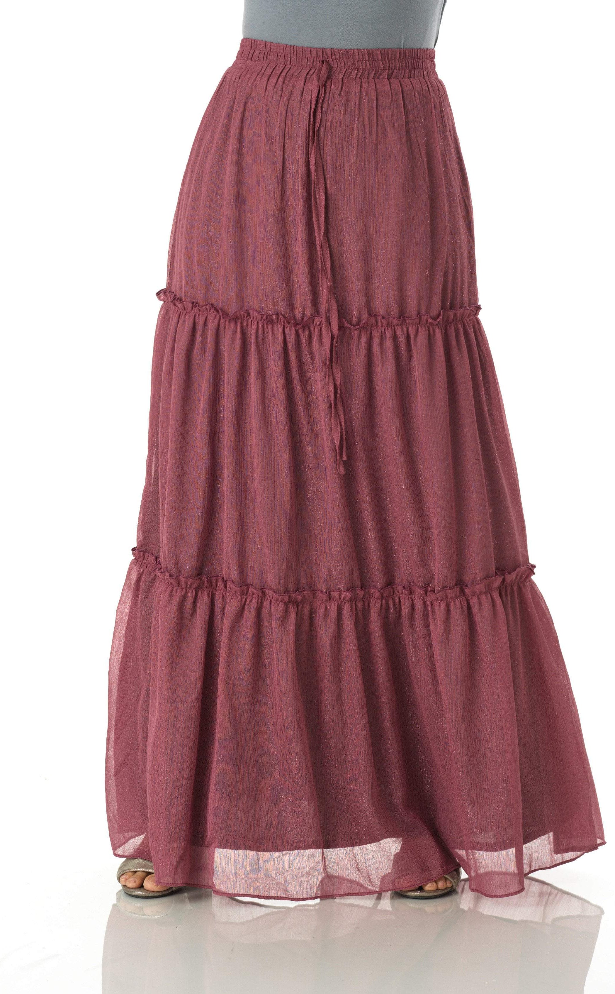 Shimmer chiffon tiered maxi skirt Kabayare