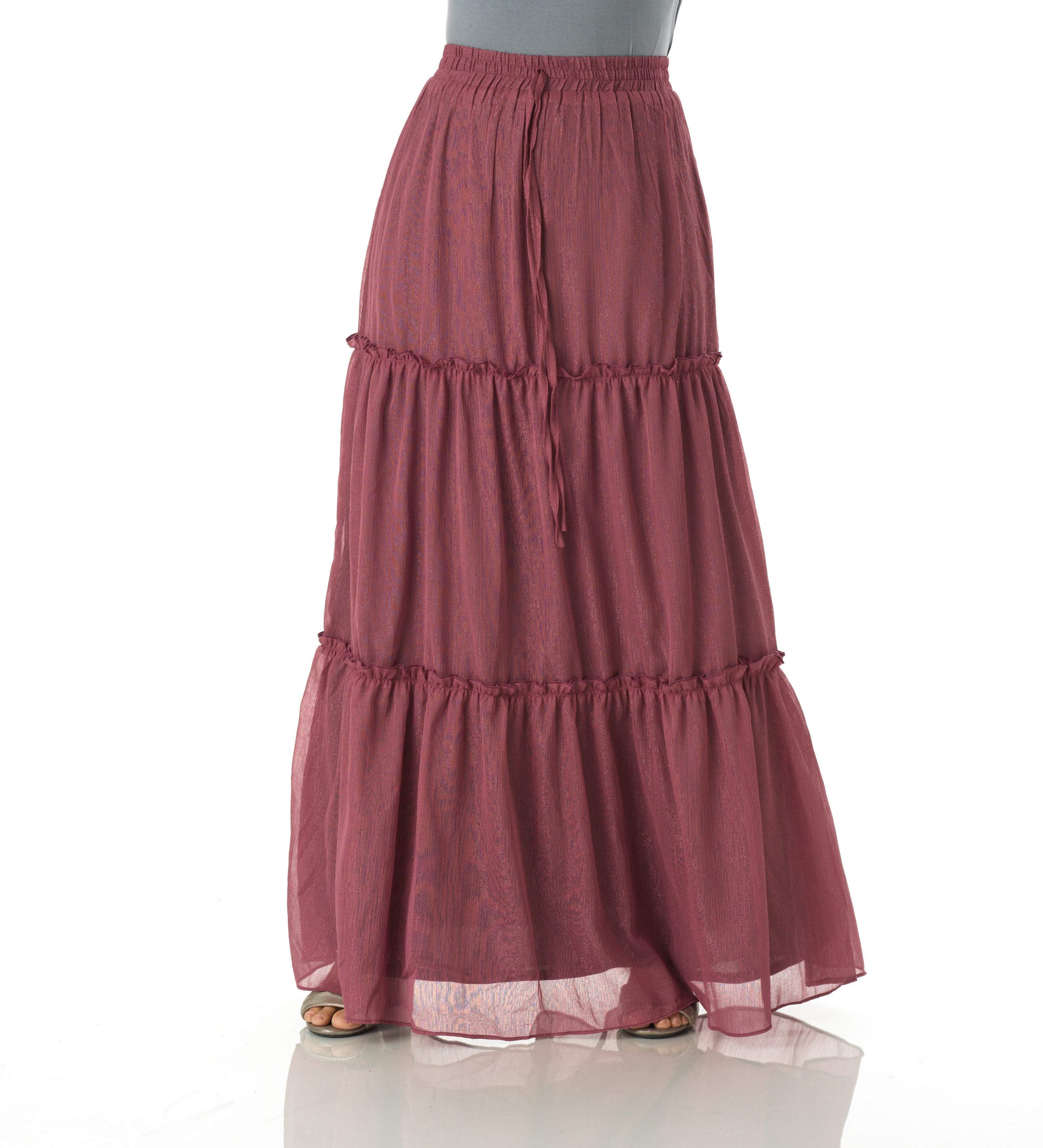 Shimmer chiffon tiered maxi skirt Kabayare