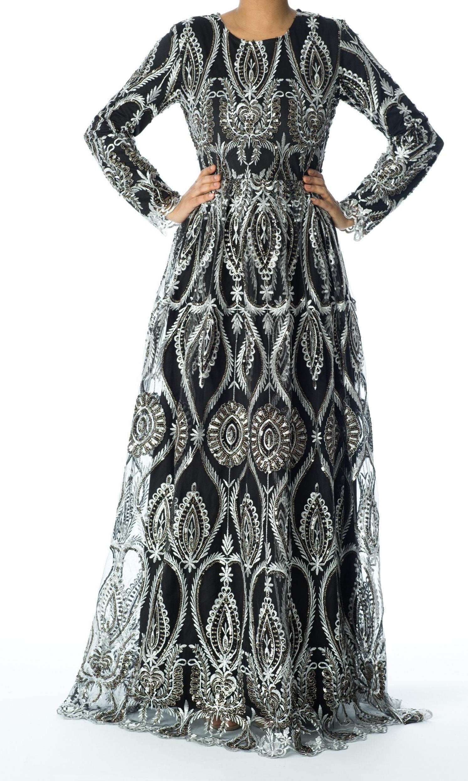 Silver Caterina Modest Gown Kabayare