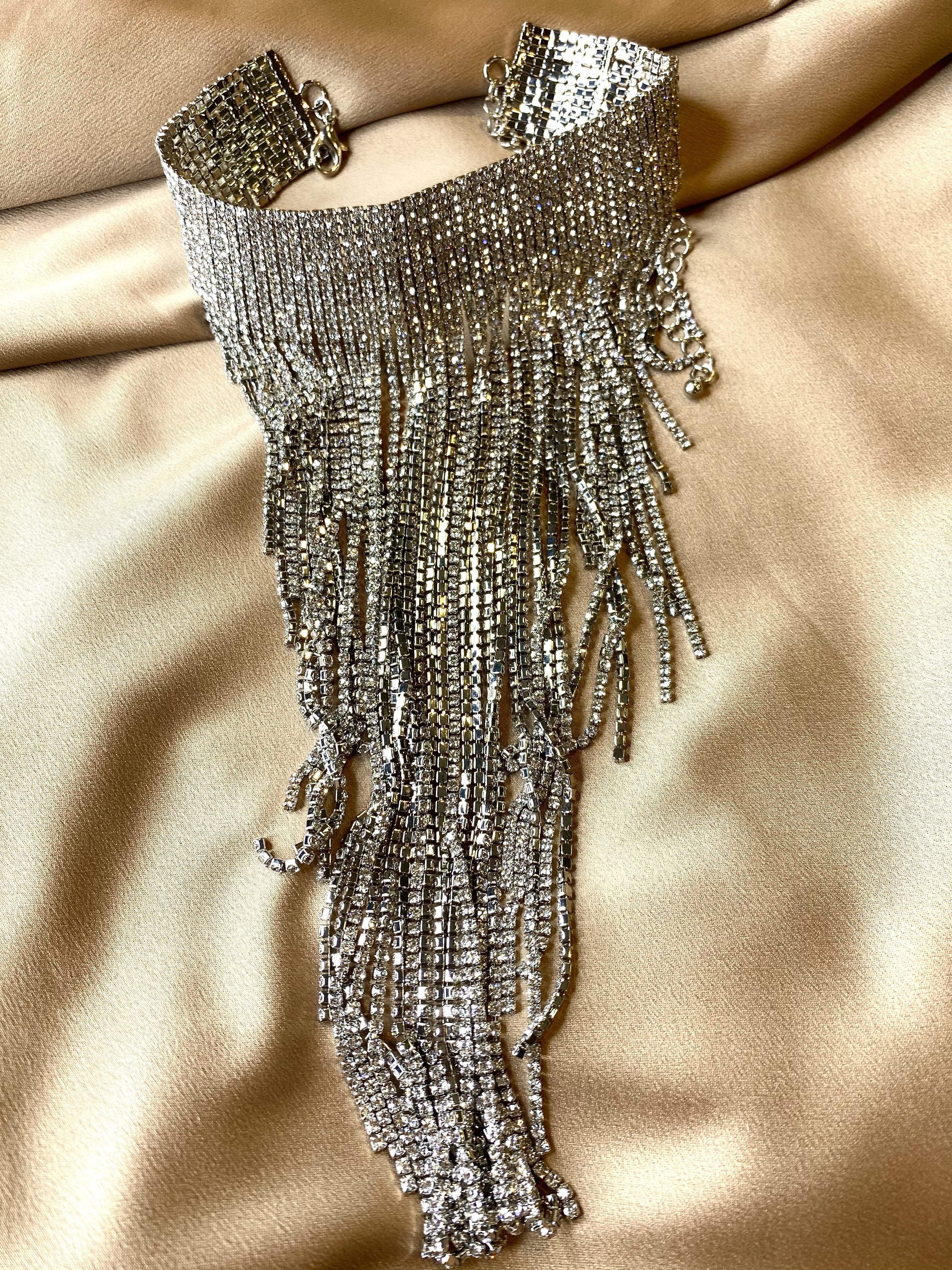 Silver Rhinestone choker necklace Kabayare