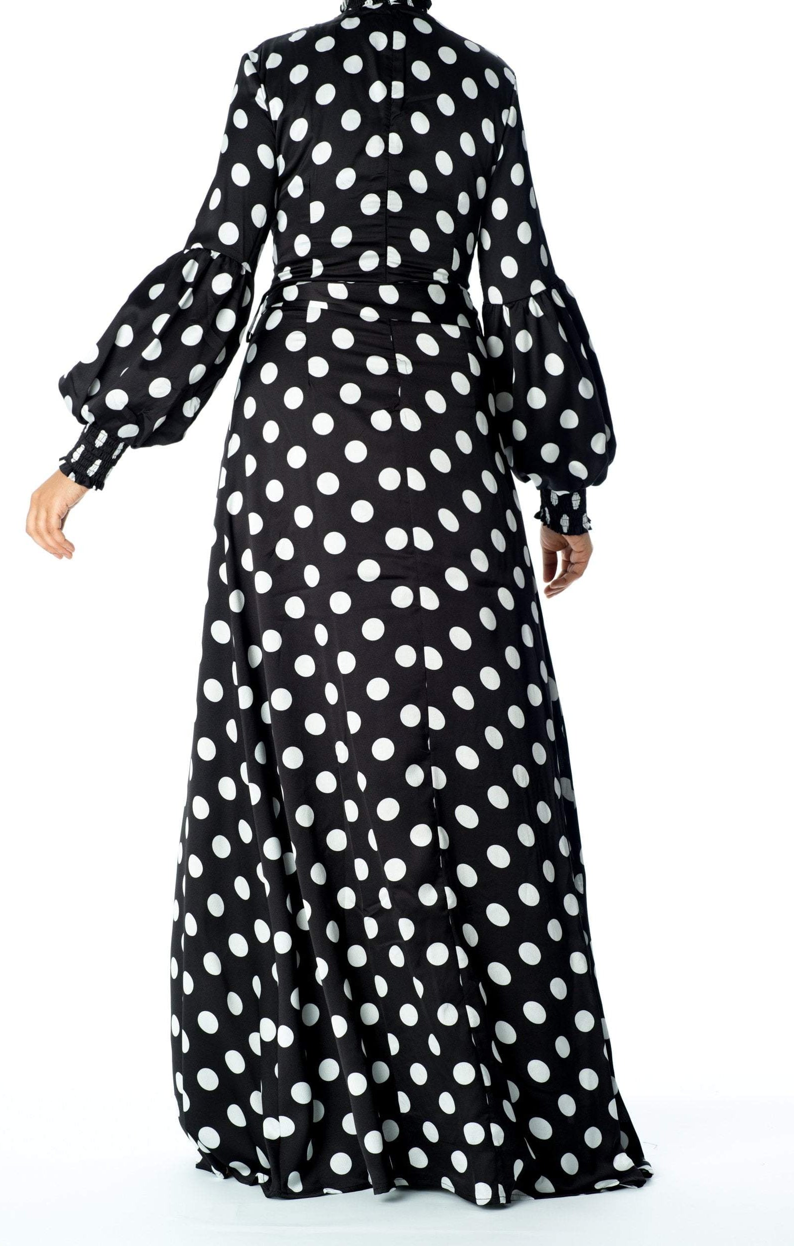 Smocked cuffs Polka Dots Maxi dress Kabayare