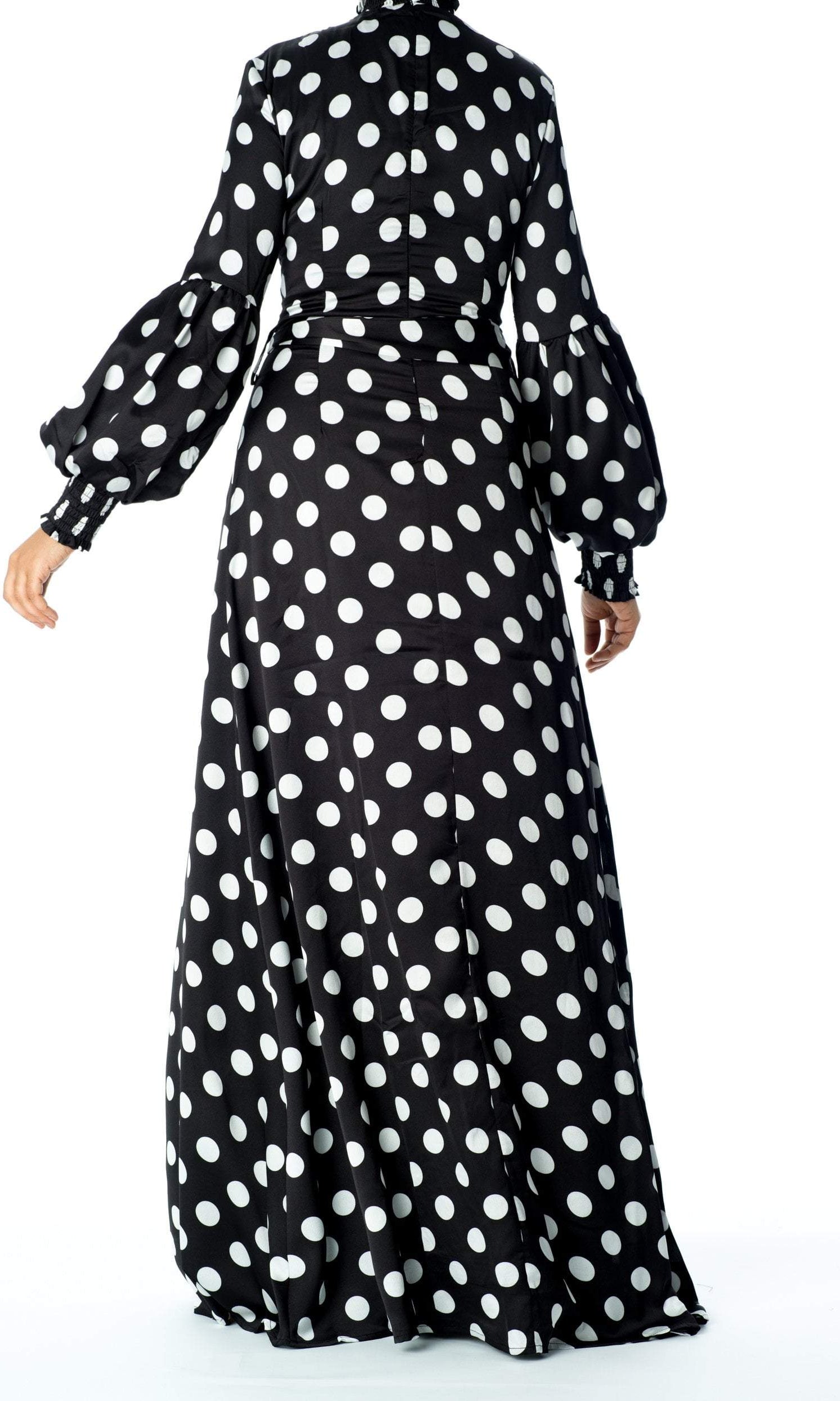 Smocked cuffs Polka Dots Maxi dress Kabayare