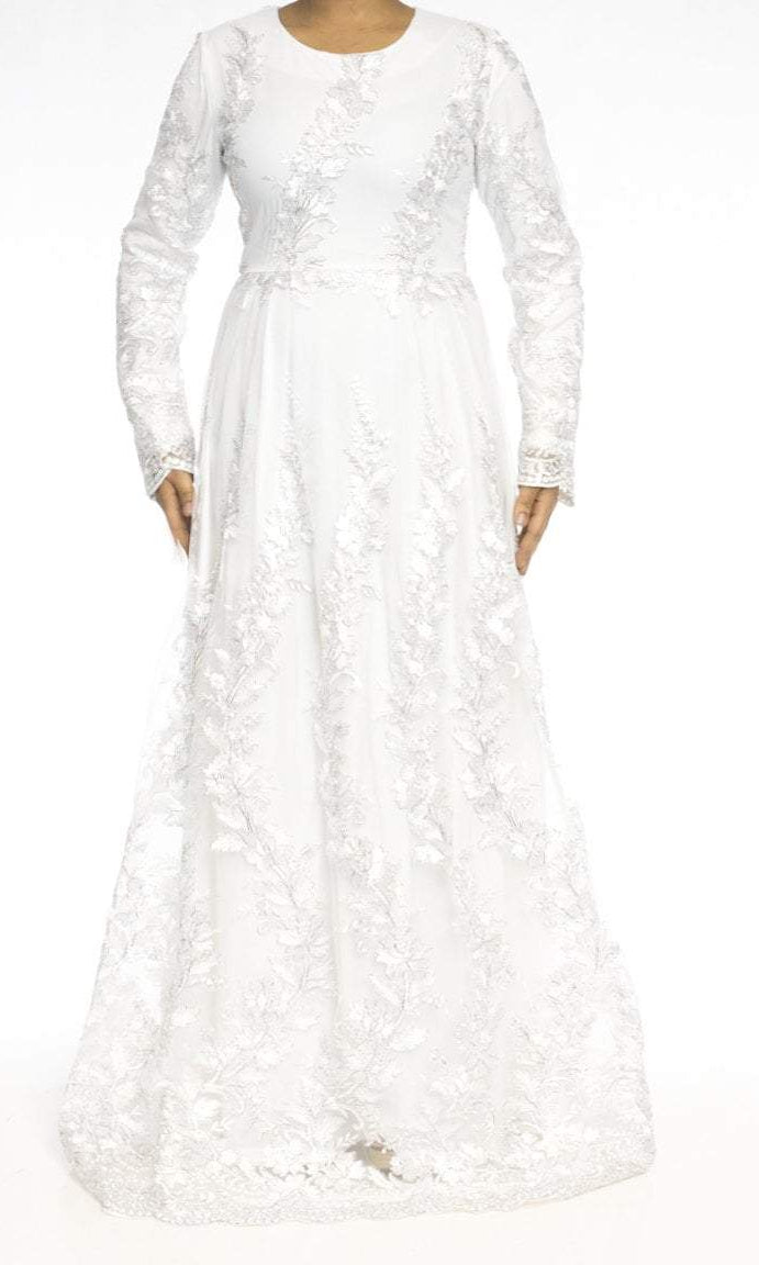 Snow-White Embroidered Princess Gown Kabayare