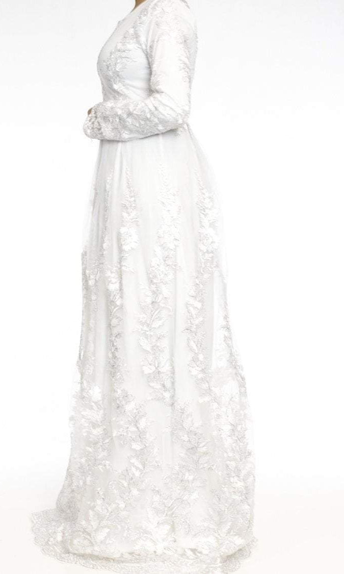Snow-White Embroidered Princess Gown Kabayare
