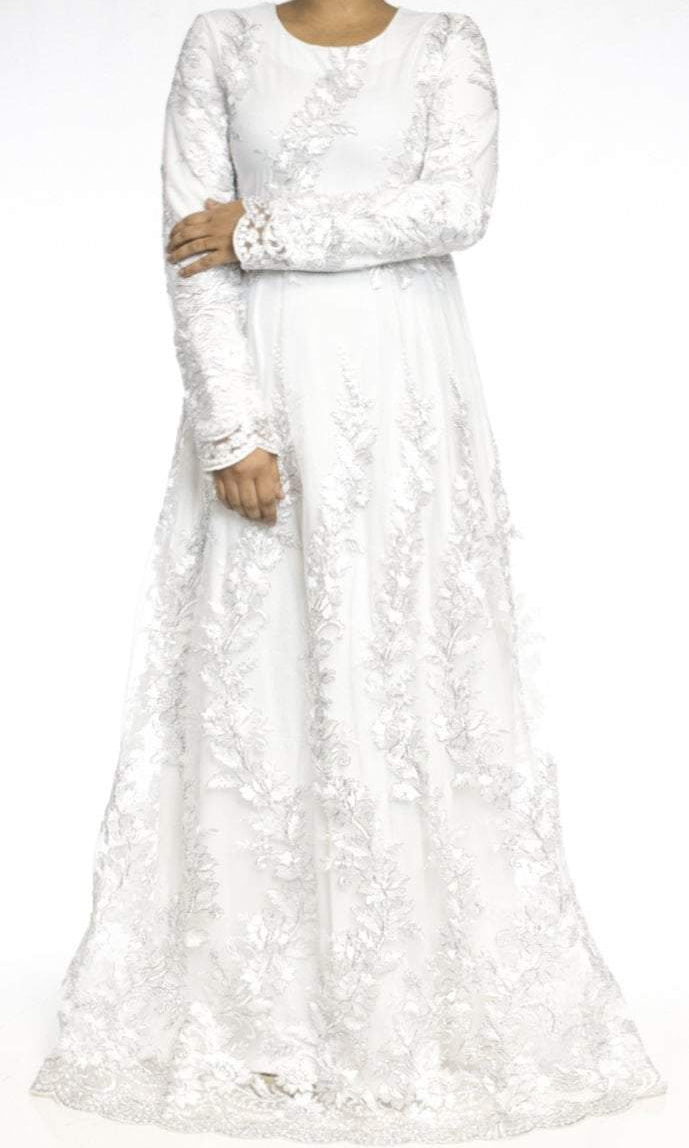 Snow-White Embroidered Princess Gown Kabayare