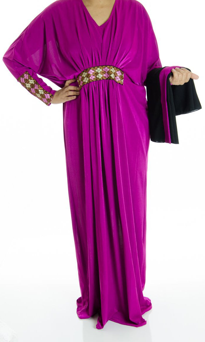 Soft Embroidery Butterfly Jersey Abaya Kabayare