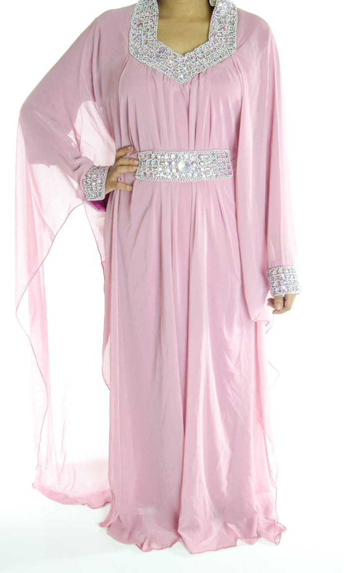 soft pink Beaded Kaftan Kabayare