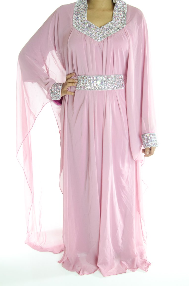 soft pink Beaded Kaftan Kabayare