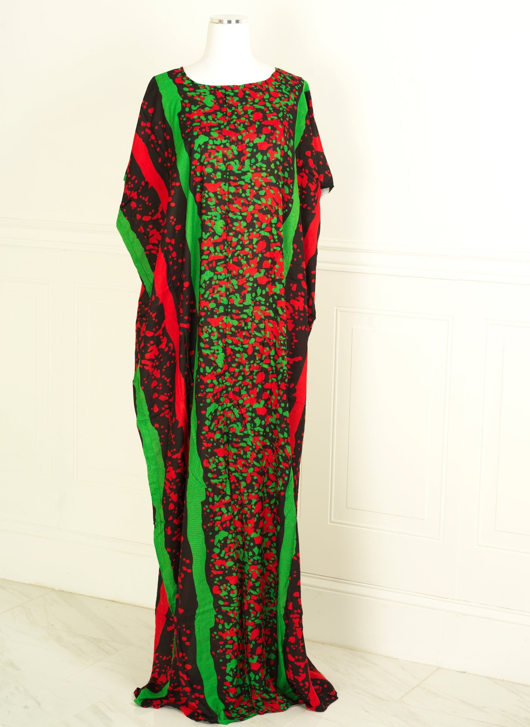 Splash of green and red print bati dress KF