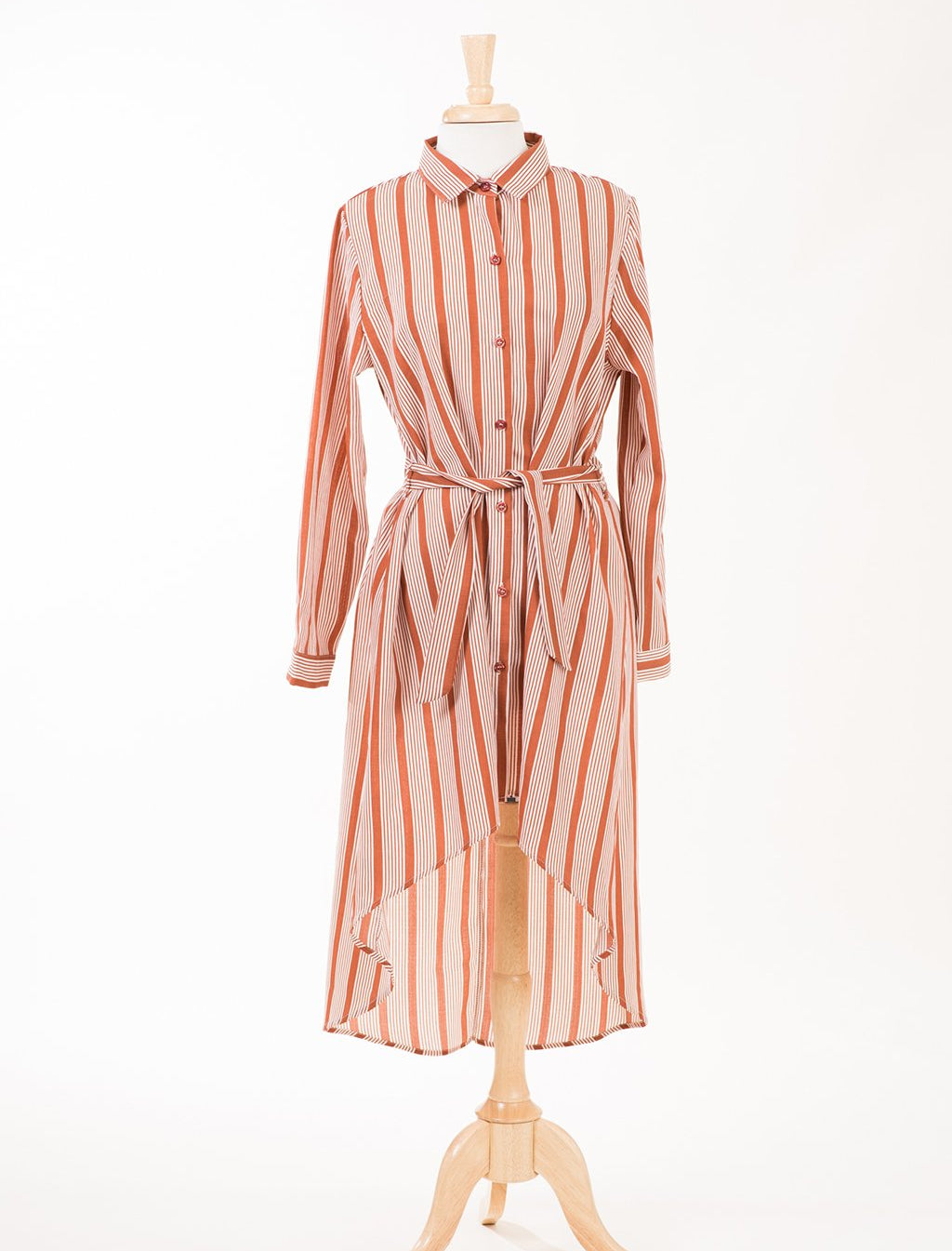 Stripe linen Button Down Hi-Low Top Kabayare