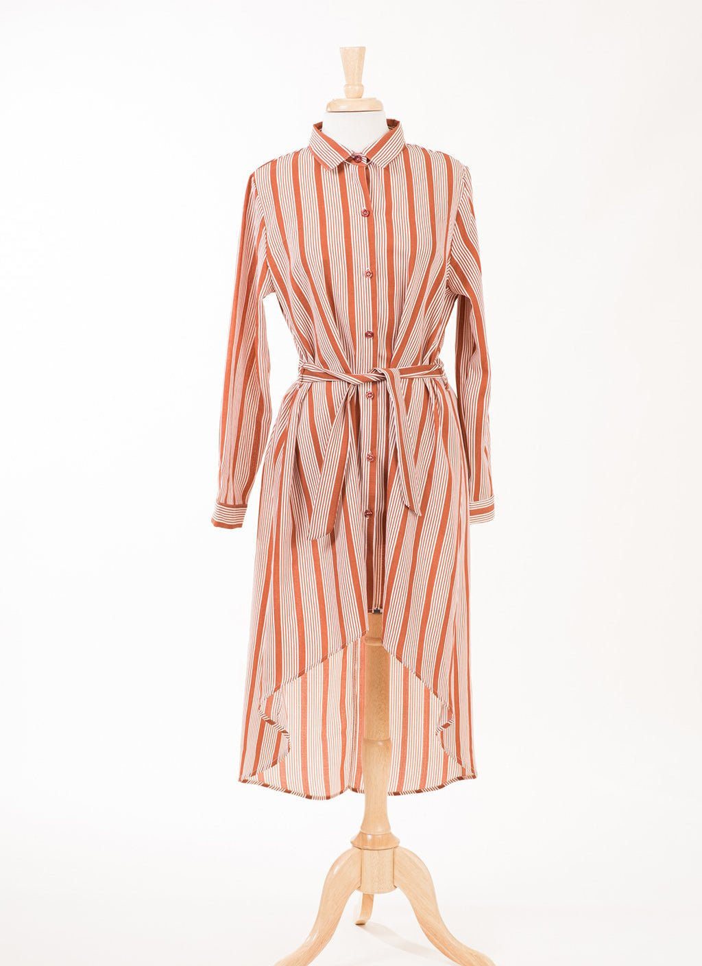 Stripe linen Button Down Hi-Low Top Kabayare