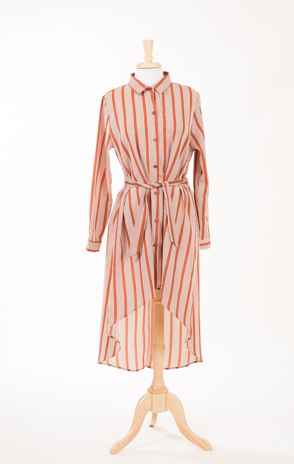 Stripe linen Button Down Hi-Low Top Kabayare