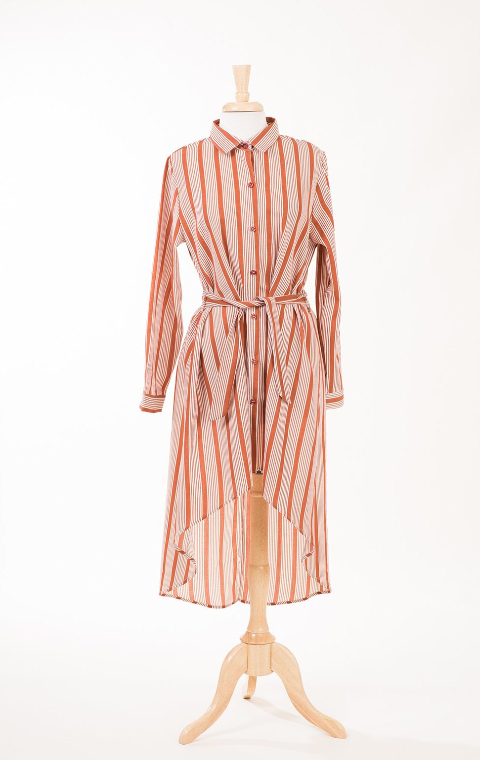 Stripe linen Button Down Hi-Low Top Kabayare