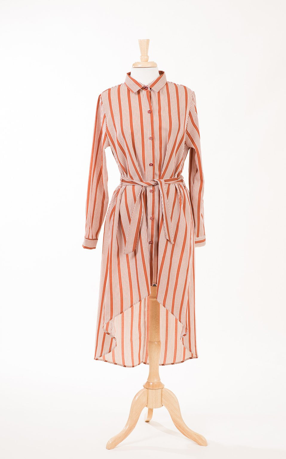 Stripe linen Button Down Hi-Low Top Kabayare