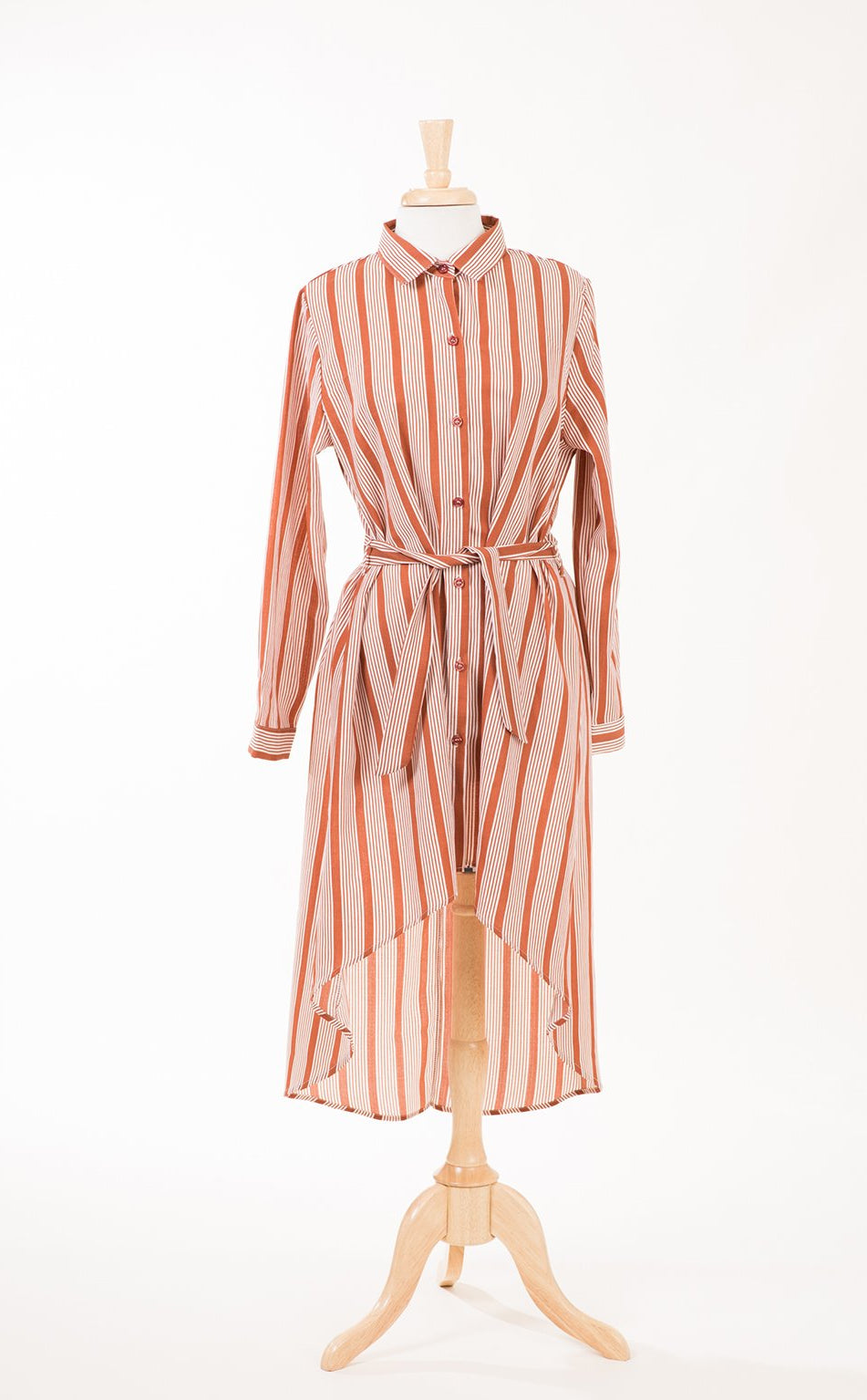 Stripe linen Button Down Hi-Low Top Kabayare