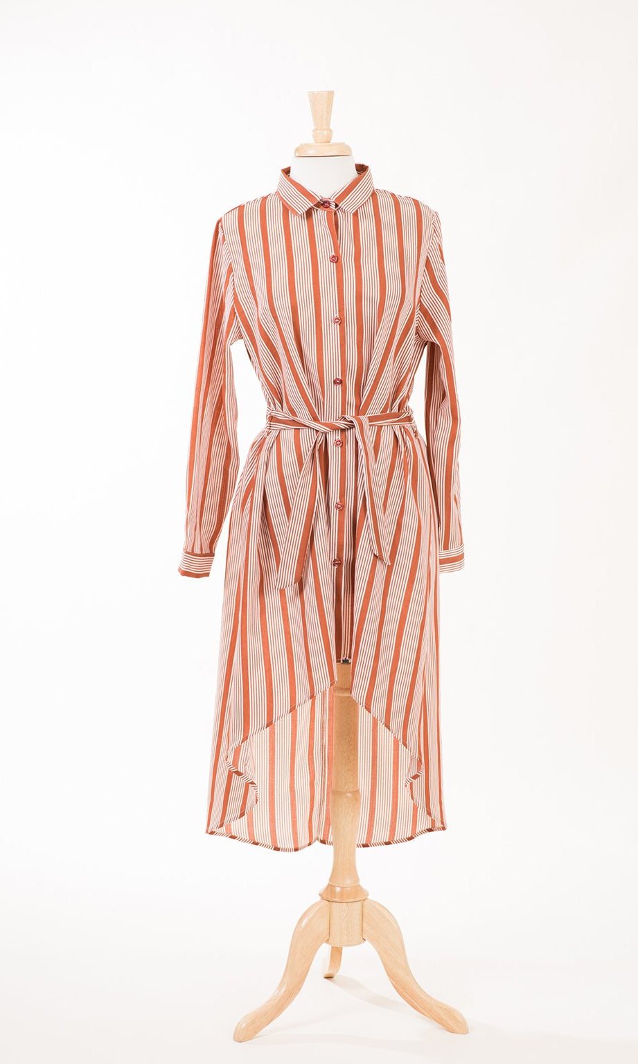 Stripe linen Button Down Hi-Low Top Kabayare