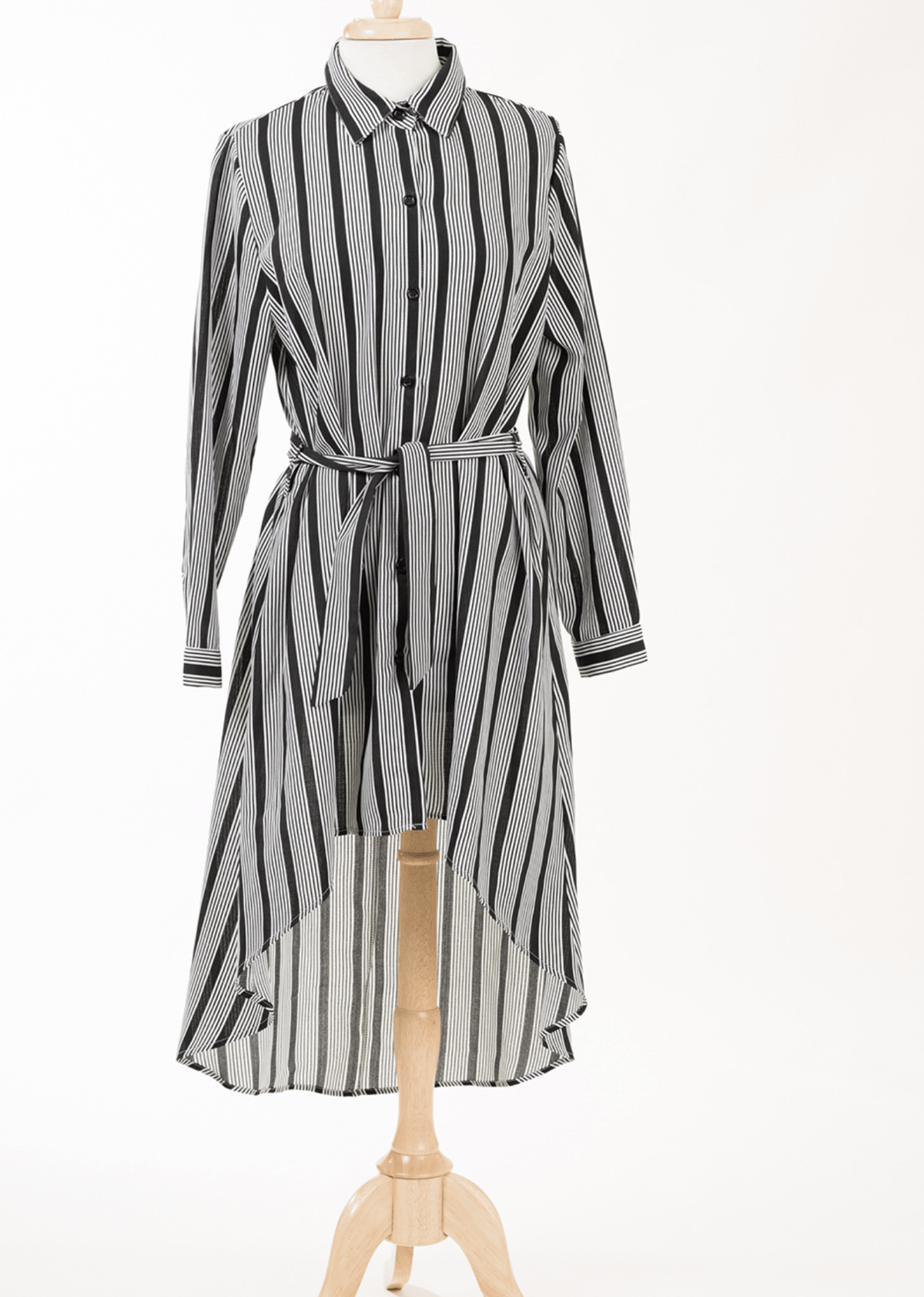 Stripe linen Button Down Hi-Low Top Kabayare