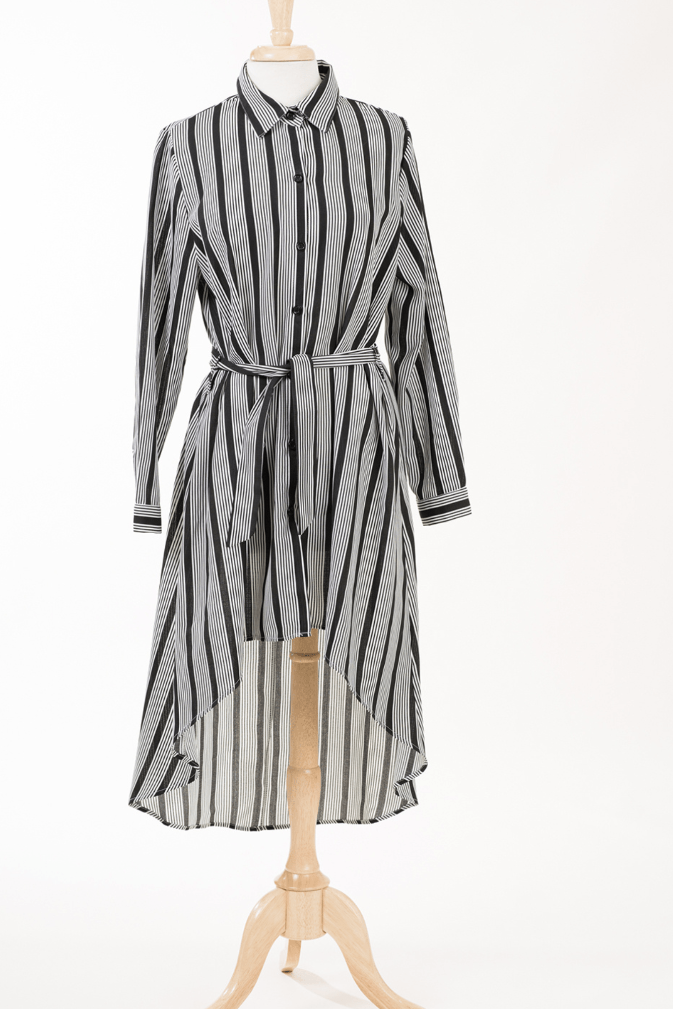 Stripe linen Button Down Hi-Low Top Kabayare