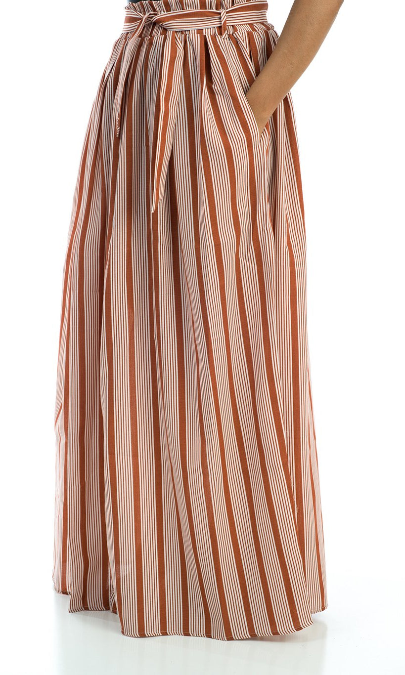 STRIPED cotton-linen Maxi Skirt Kabayare