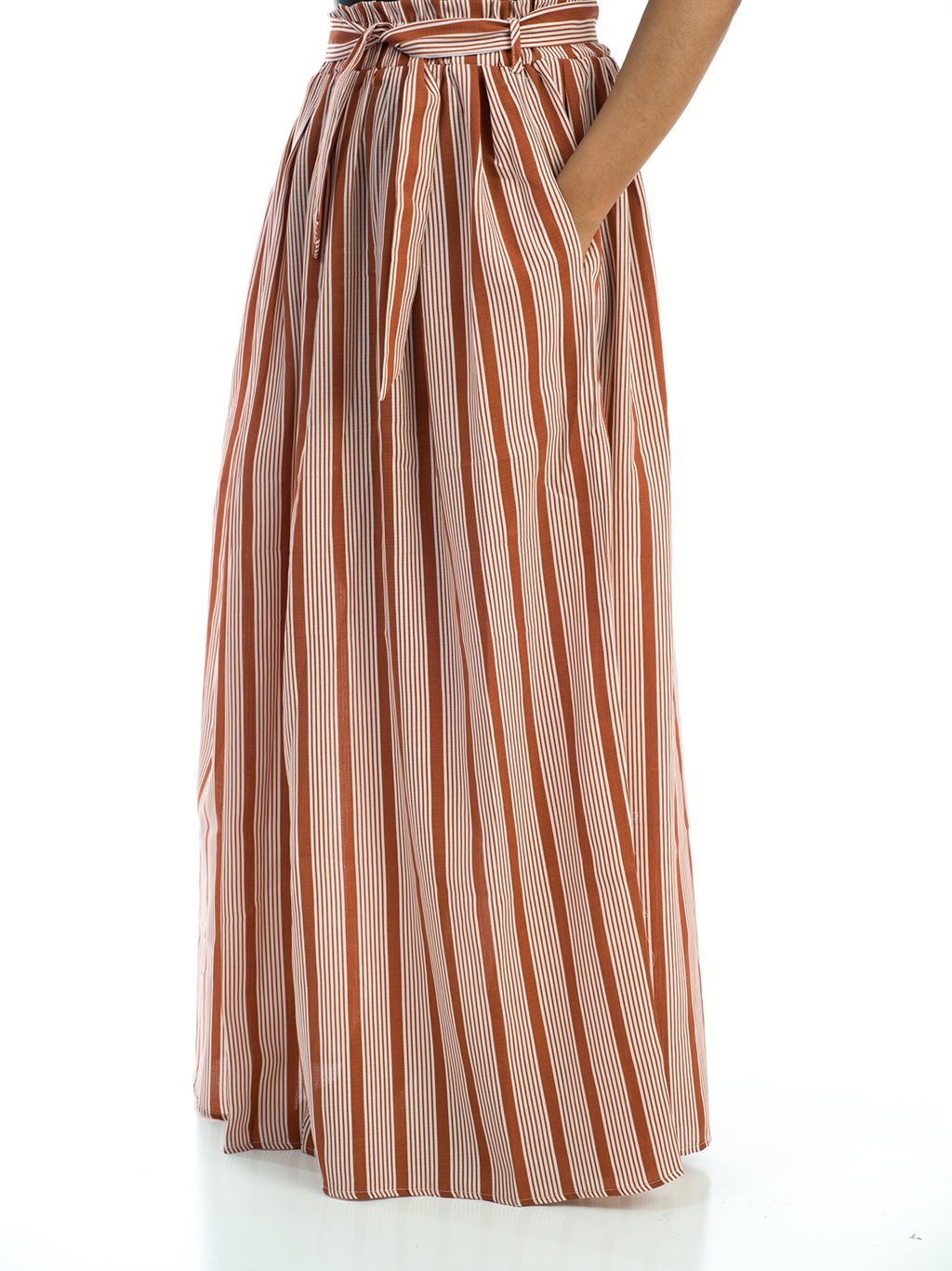 STRIPED cotton-linen Maxi Skirt Kabayare
